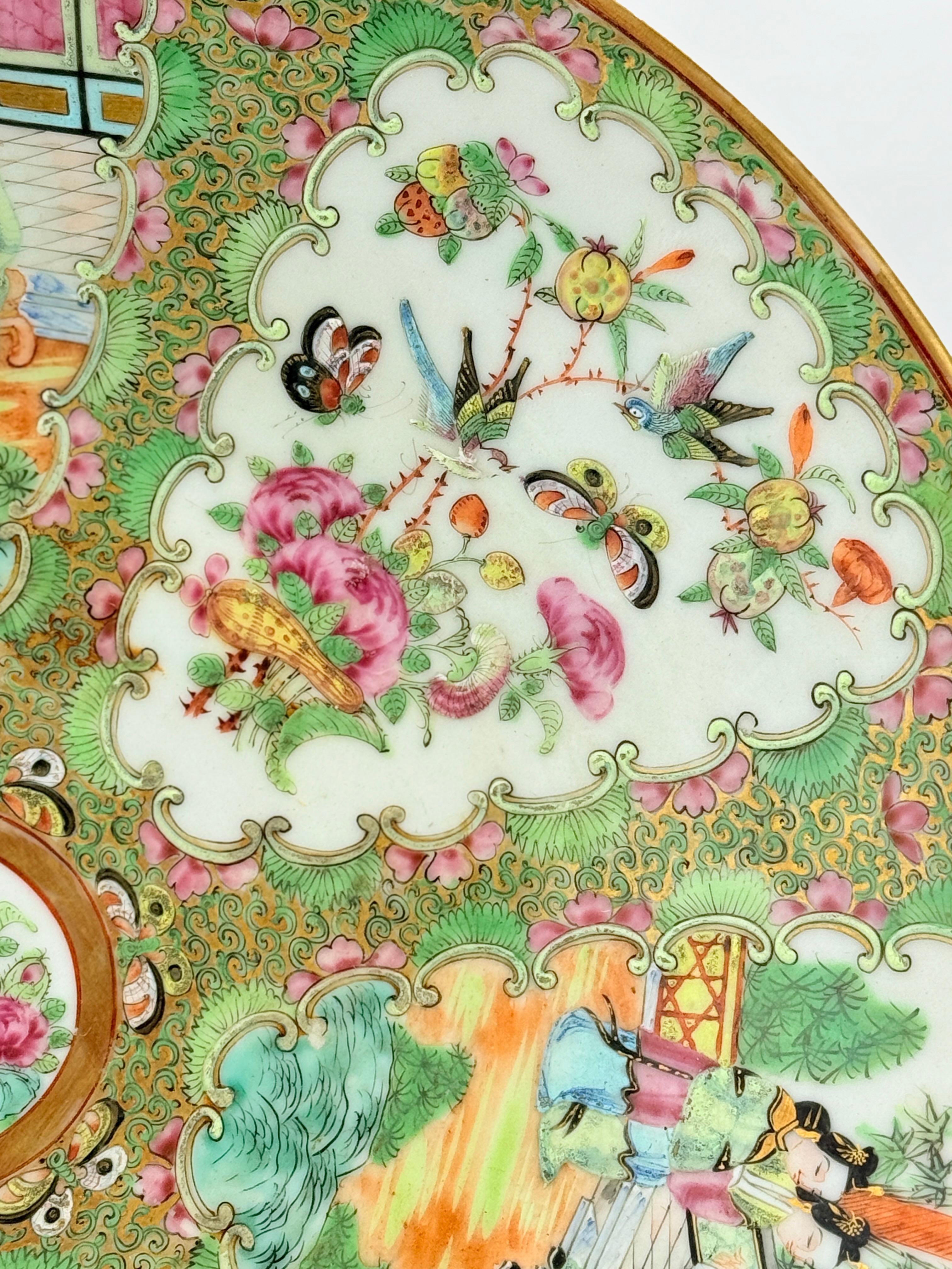 19th Century, Chinese Rose Medallion Porcelain Platter 13.5