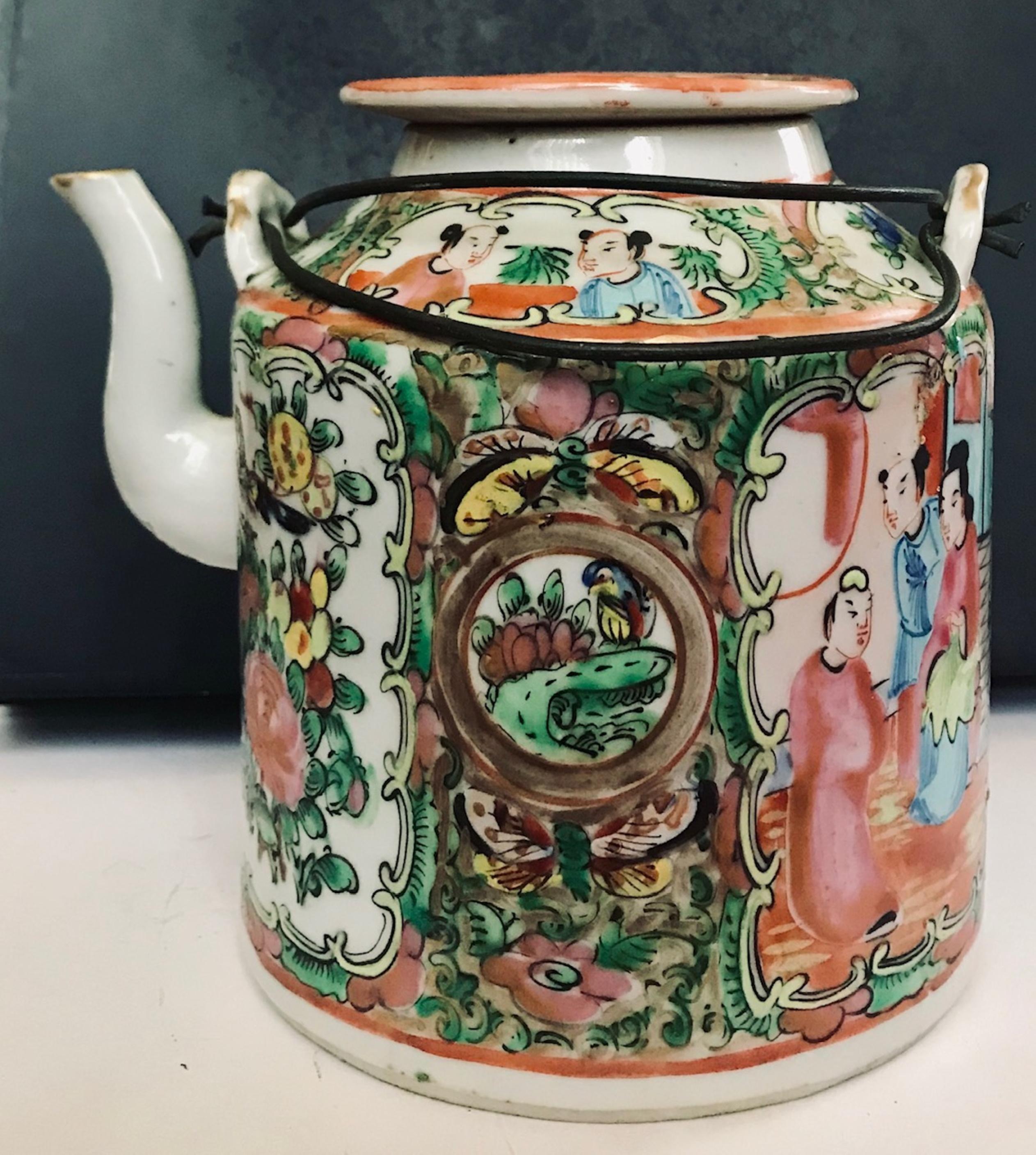 19th Century Chinese Rose Medallion Porcelain Teapot 5