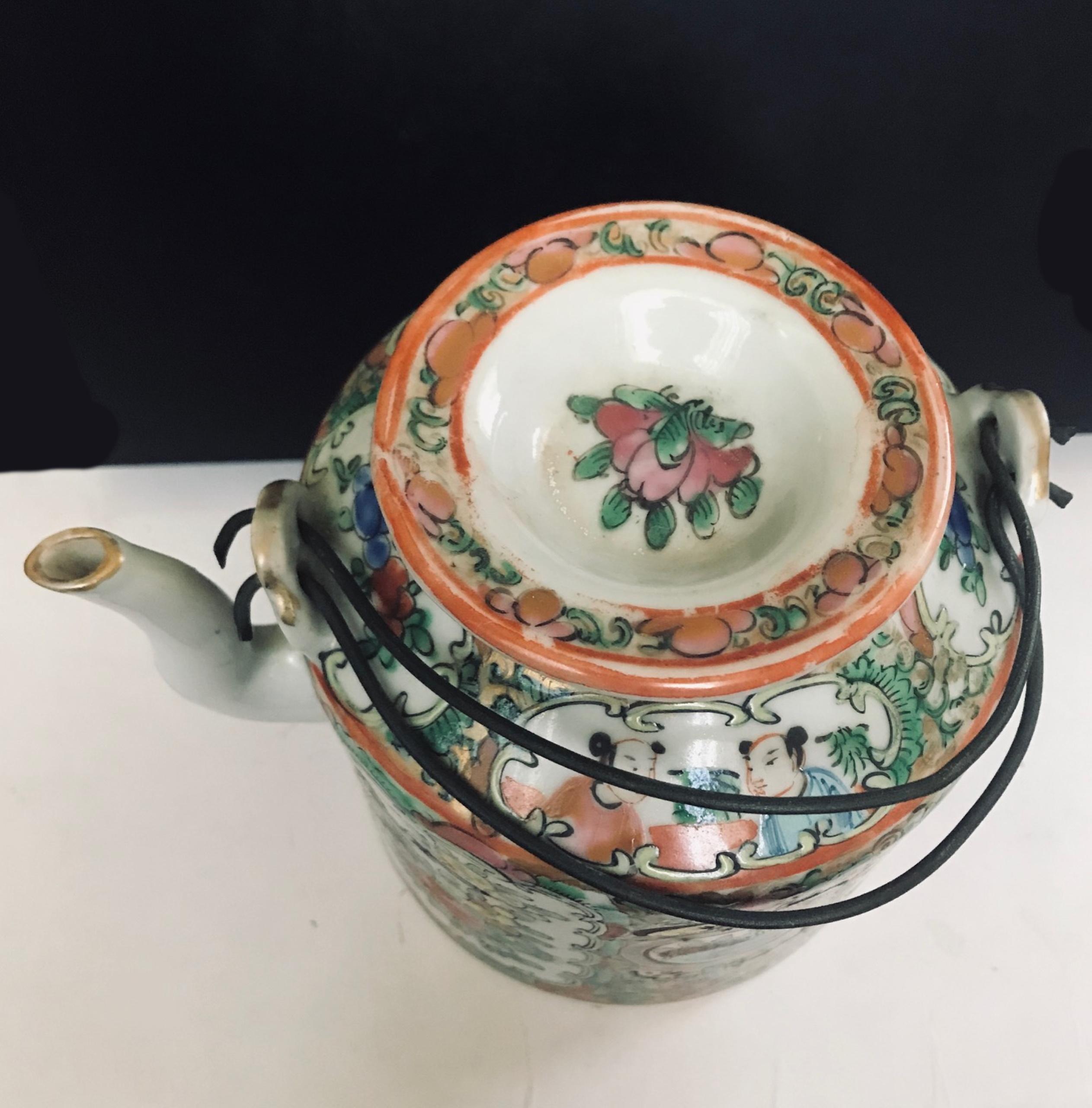19th Century Chinese Rose Medallion Porcelain Teapot 6
