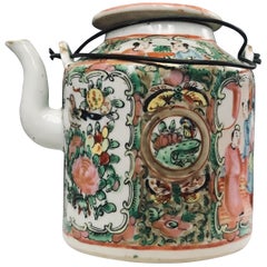 19th Century Chinese Rose Medallion Porcelain Teapot