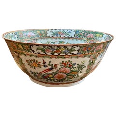 19th Century Chinese Rose Medallion Punch Bowl
