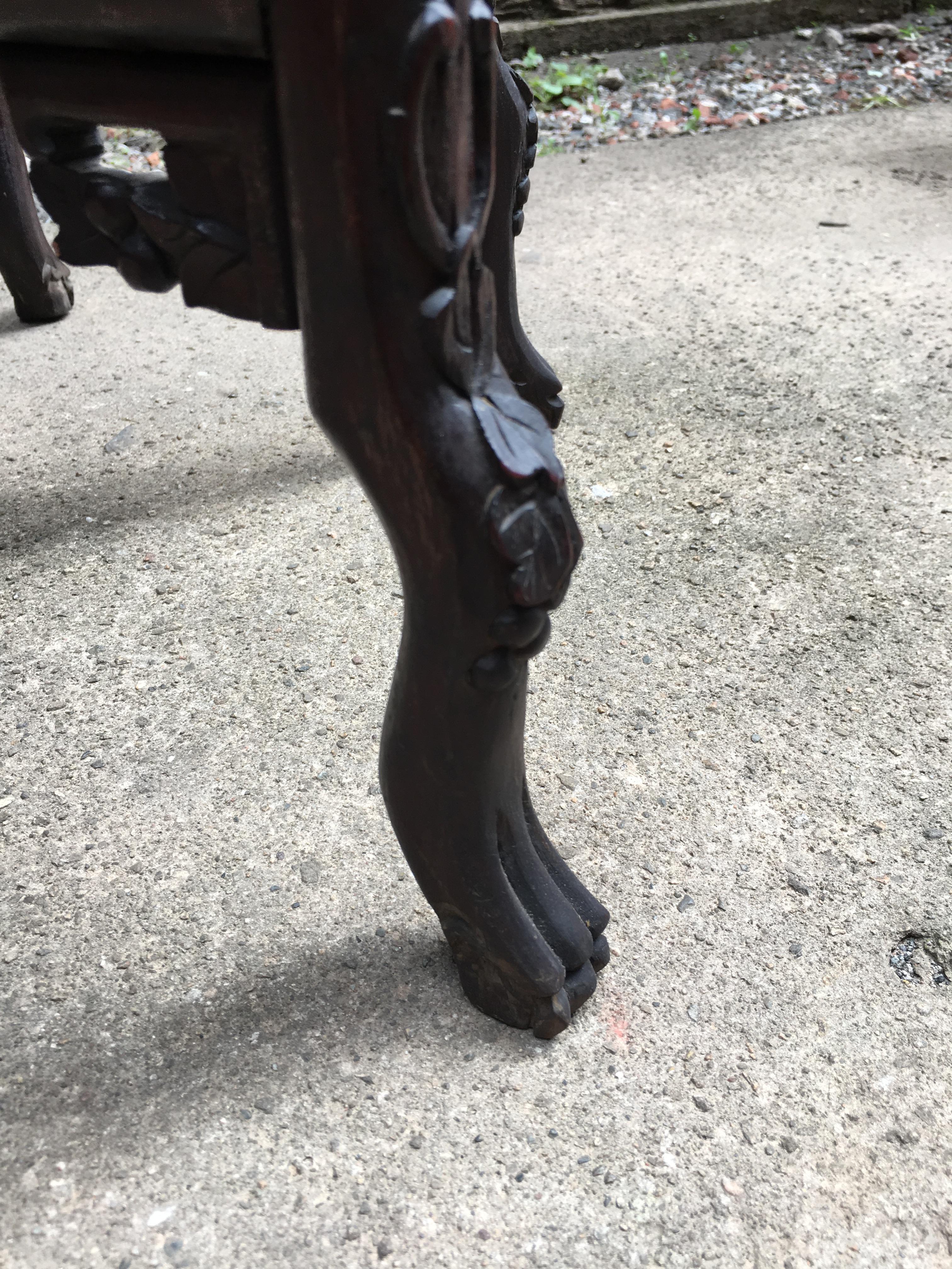 Carved 19th Century Chinese Rosewood and Brass Folding Table