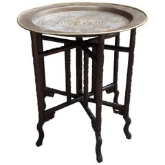 19th Century Chinese Rosewood and Brass Folding Table