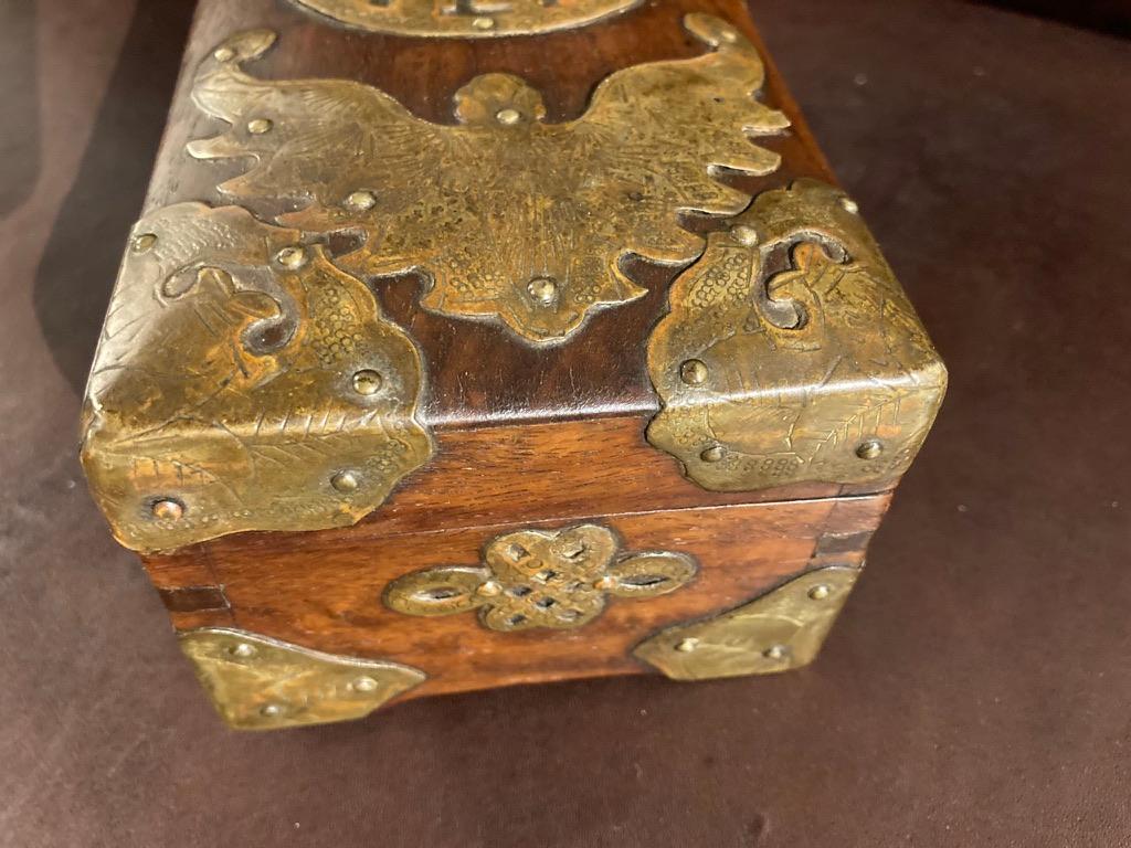 19th Century Chinese Rosewood Box with Copper Mounts 5