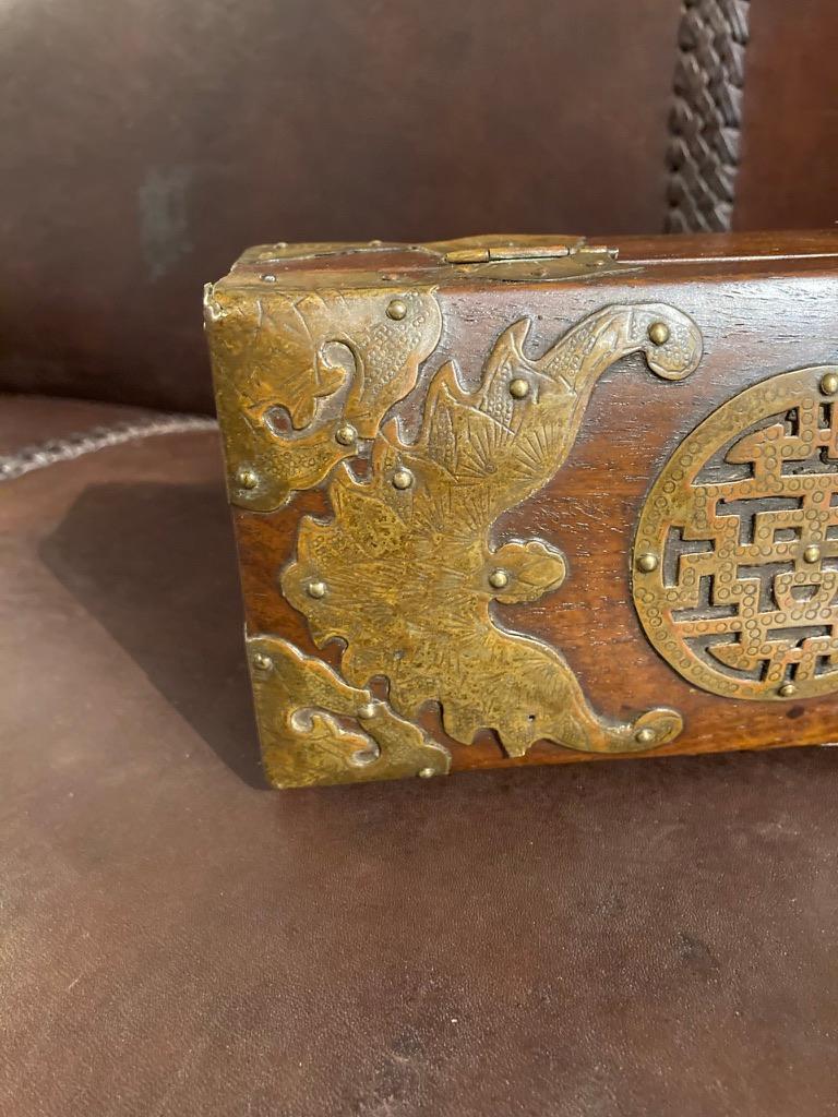 19th Century Chinese Rosewood Box with Copper Mounts 6