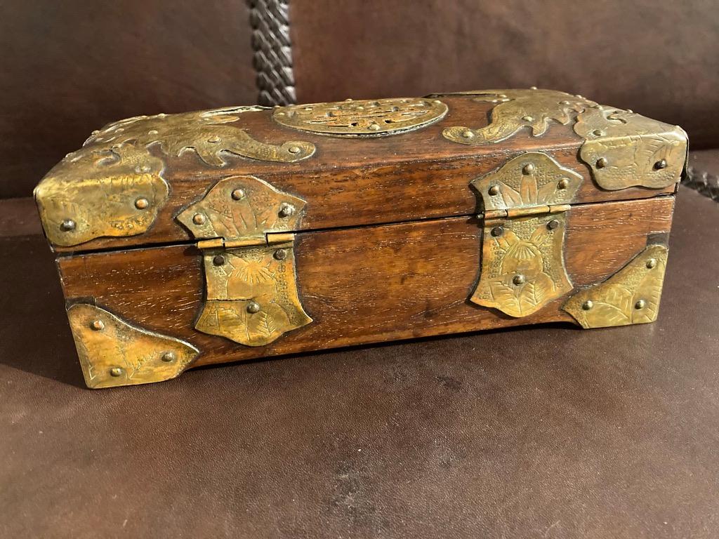 19th Century Chinese Rosewood Box with Copper Mounts 7