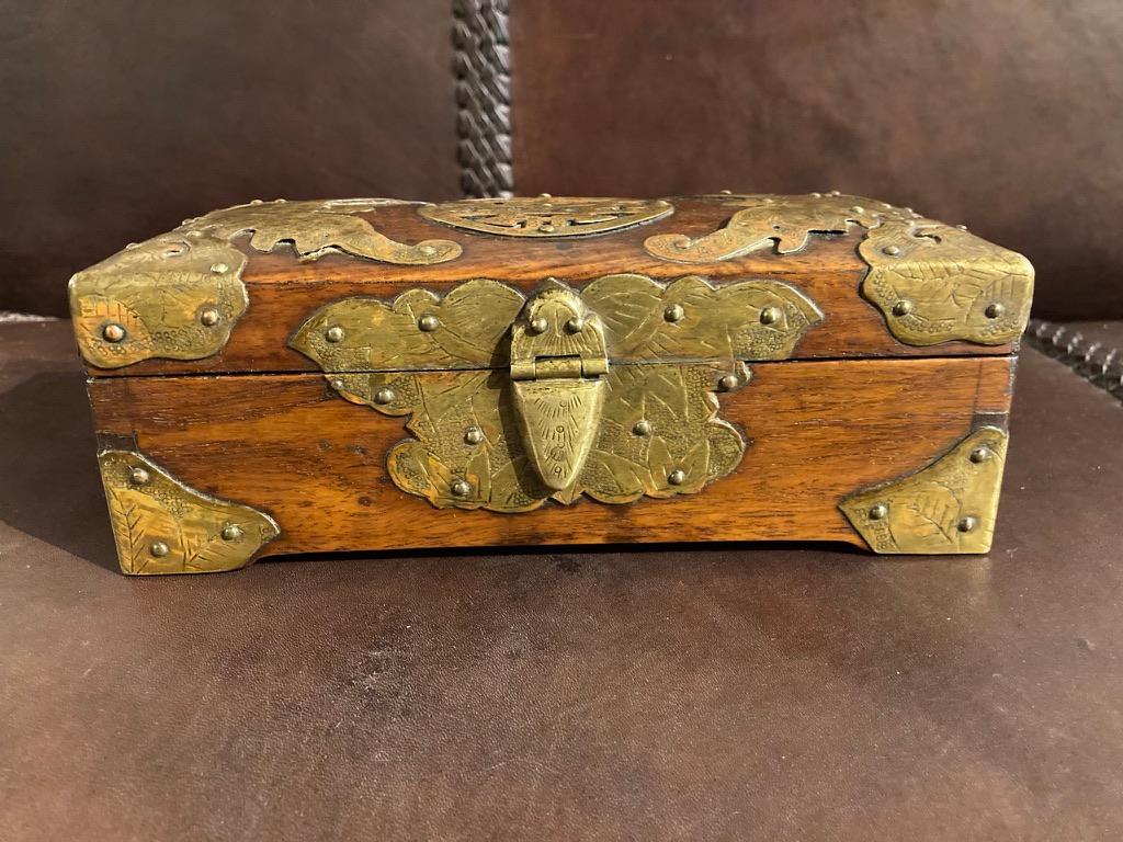 19th Century Chinese Rosewood Box with Copper Mounts 10