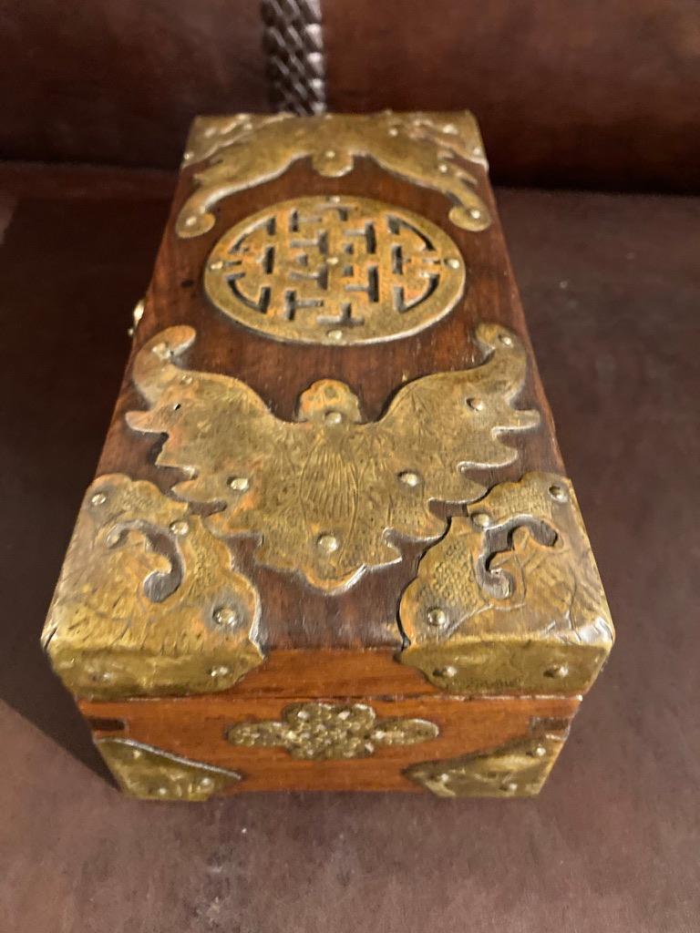 19th Century Chinese Rosewood Box with Copper Mounts 2