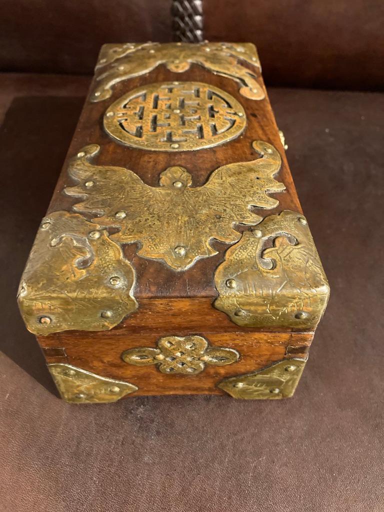 19th Century Chinese Rosewood Box with Copper Mounts 4