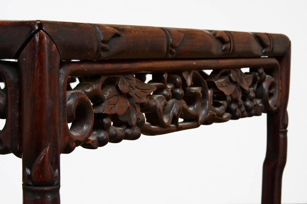 19th Century Chinese Rosewood Carved Tea Table 1