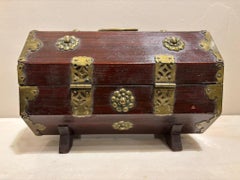 19th Century Chinese Rosewood Octagonal Box With Brass Mounts