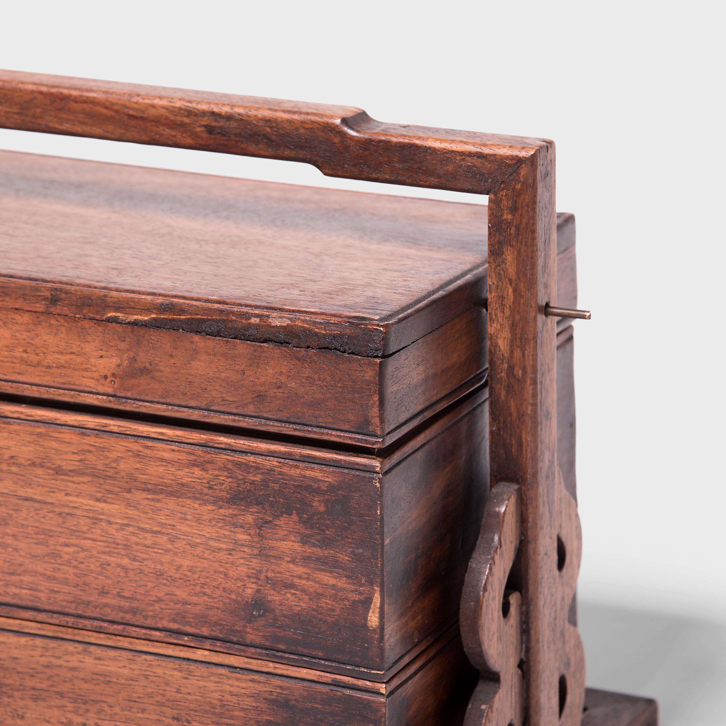 Hardwood Chinese Stacked Snack Box, c. 1850