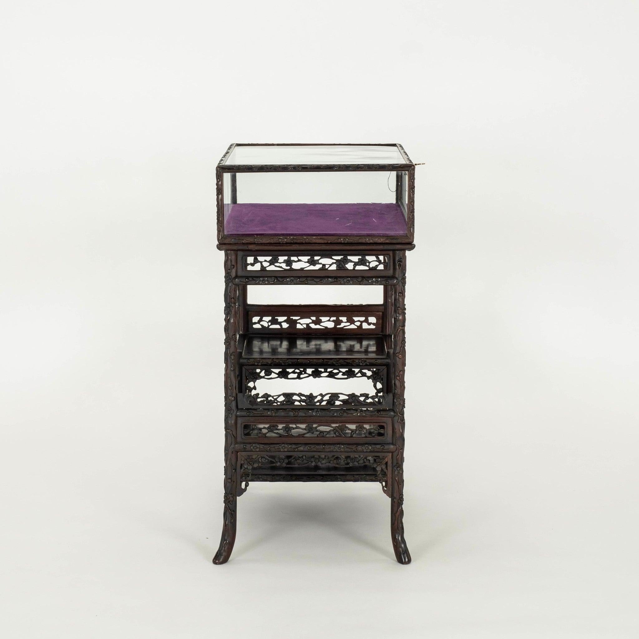 Glass 19th Century Chinese Rosewood Vitrine For Sale