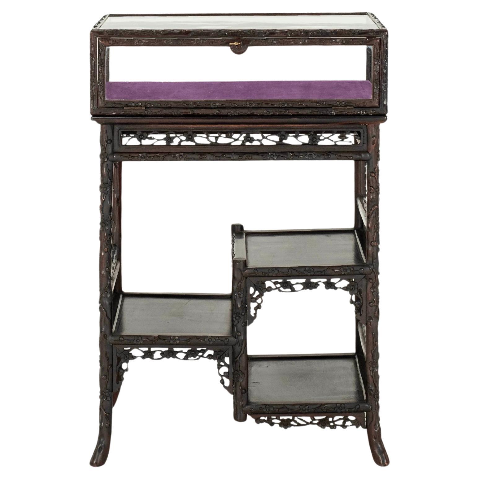 19th Century Chinese Rosewood Vitrine For Sale