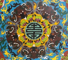 19th Century Chinese Round Polychrome Cloisonné Charger