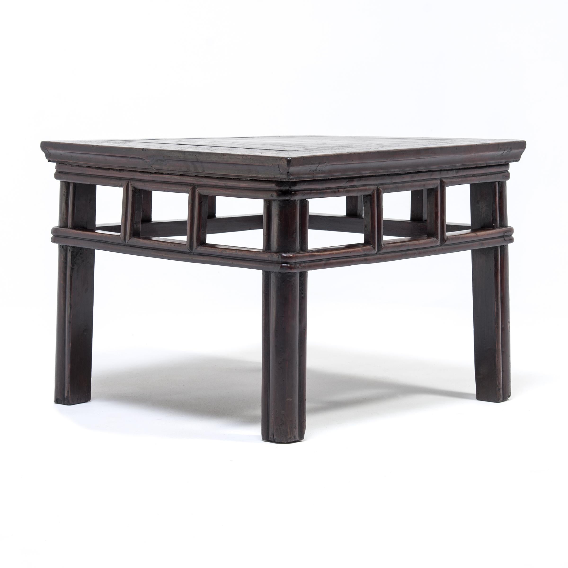 Lacquered Chinese Black Lacquer Square Stool, c. 1850 For Sale