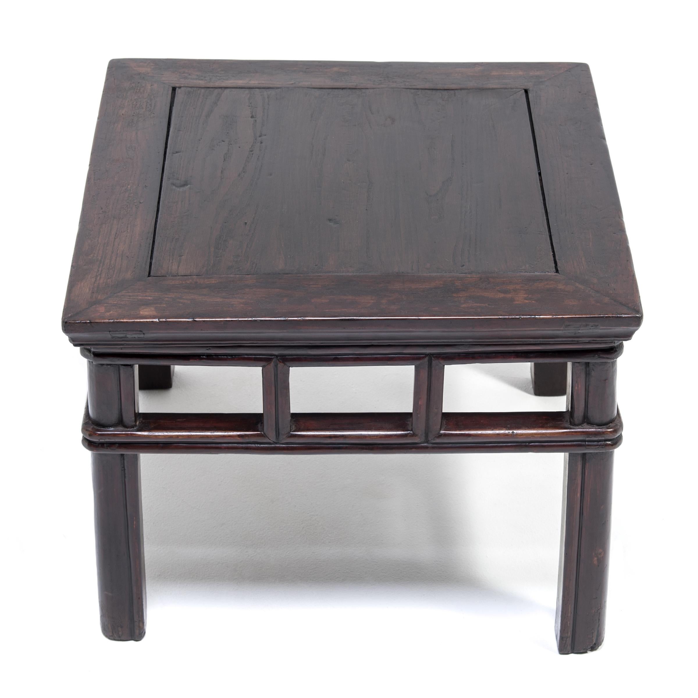 Chinese Black Lacquer Square Stool, c. 1850 In Good Condition For Sale In Chicago, IL