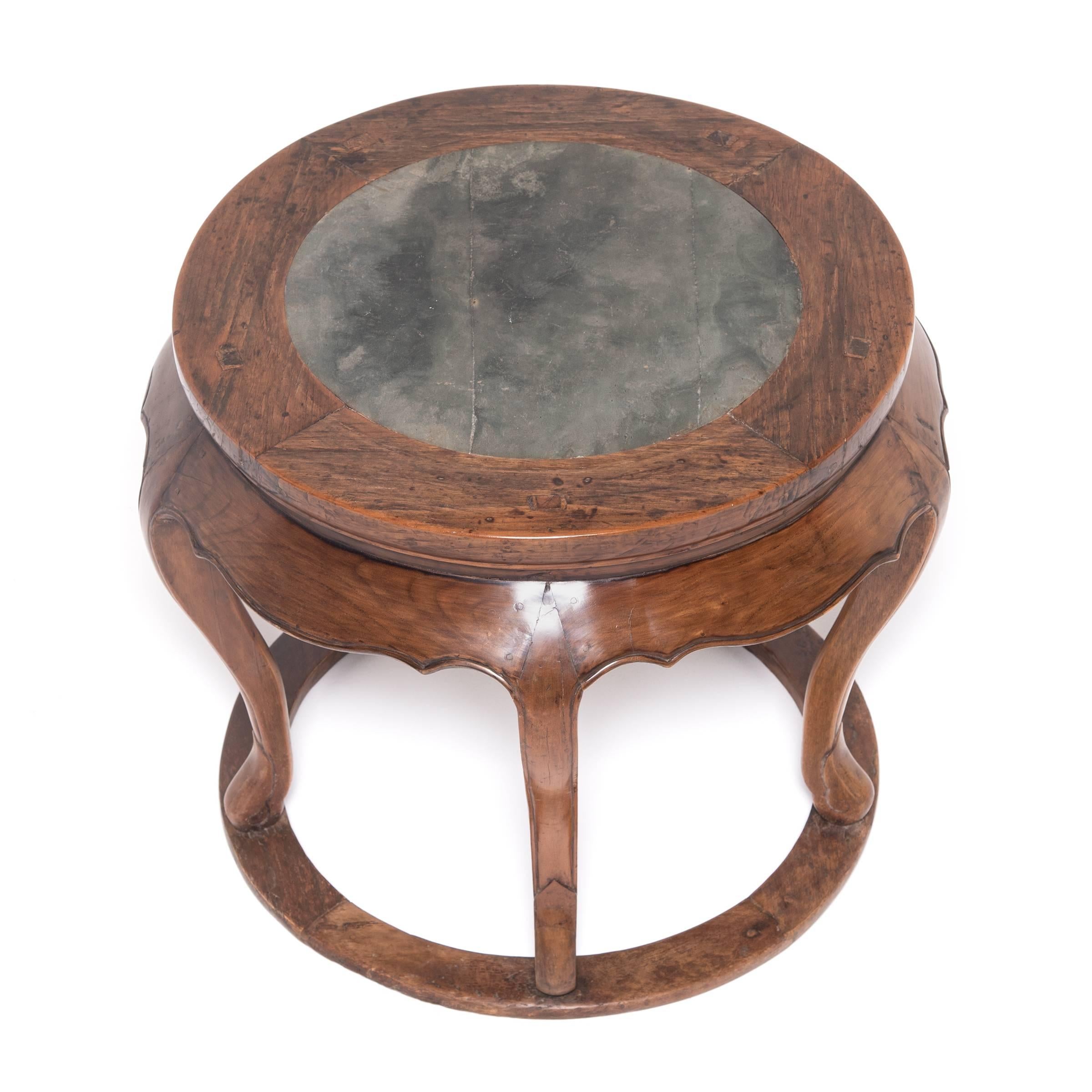 19th Century Chinese Round Table with Marble Top 1