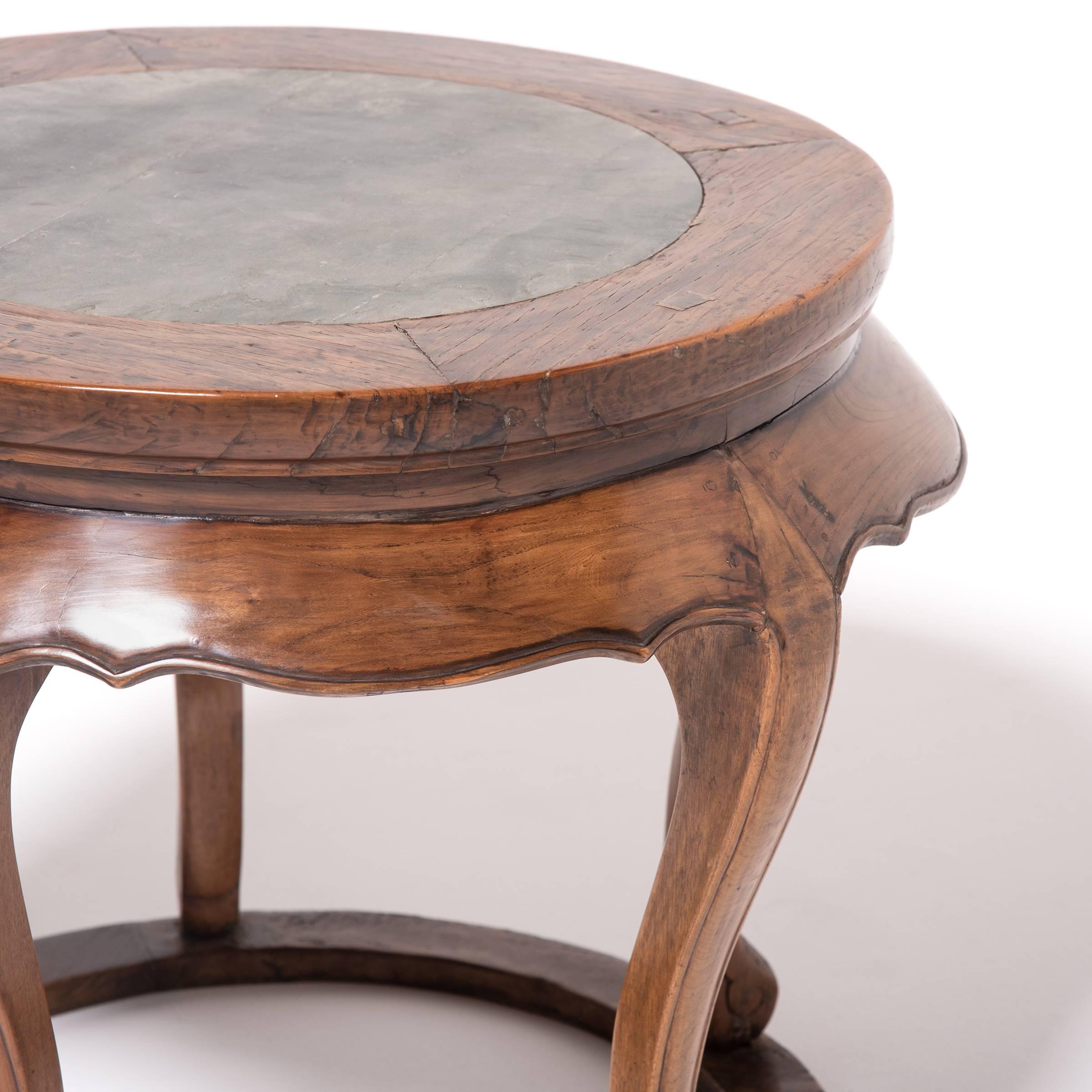 19th Century Chinese Round Table with Marble Top 2