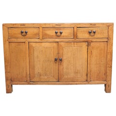 19th Century Chinese rustic pine dresser with three drawers / two door cupboard