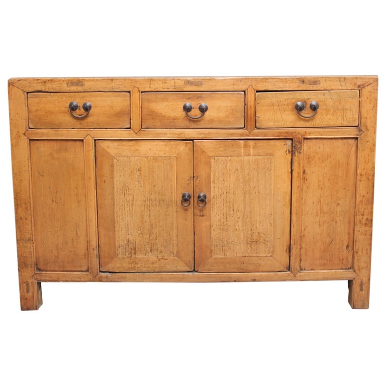 19th Century Chinese Rustic Pine Dresser With Three Drawers Two