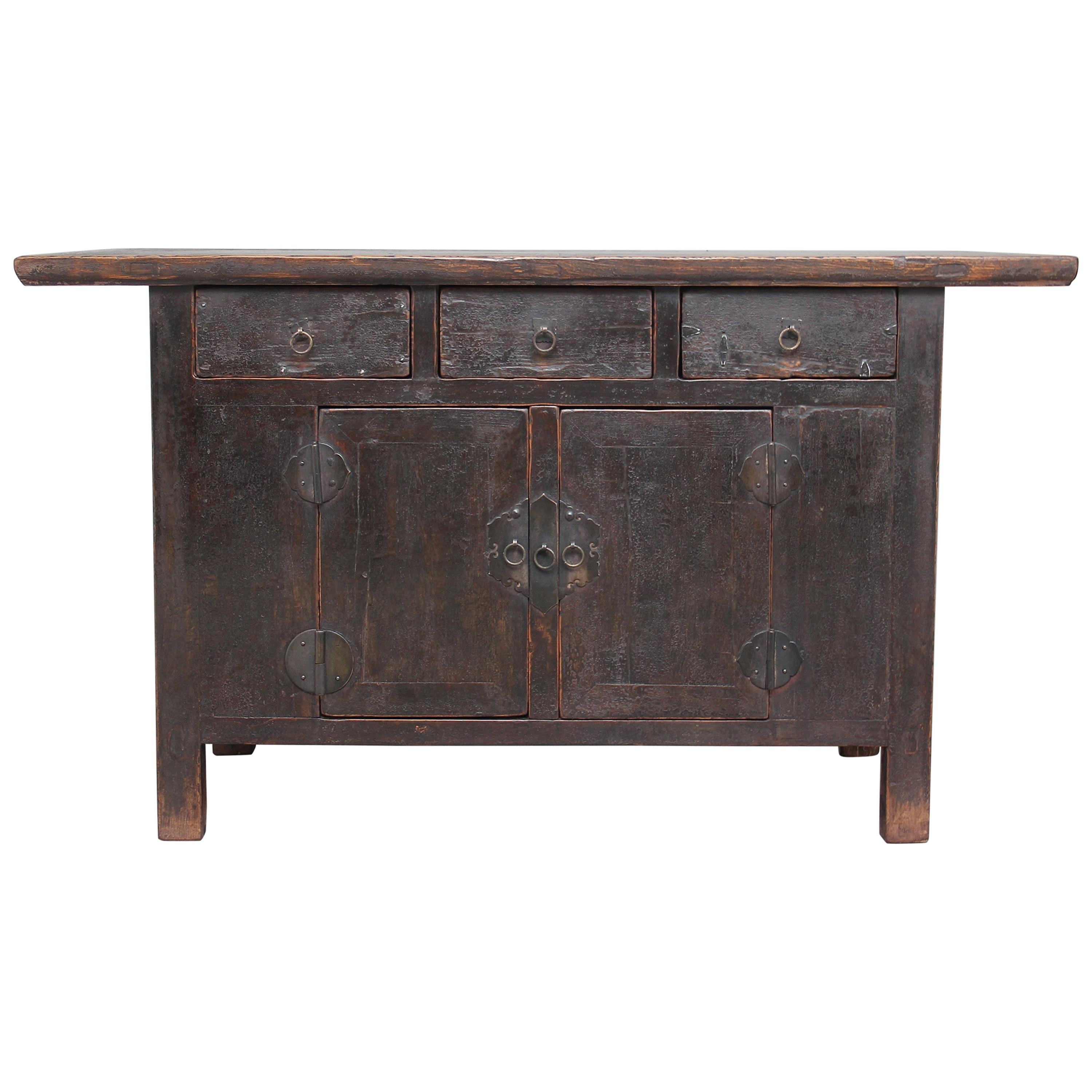 19th Century Chinese Rustic Elm Dresser
