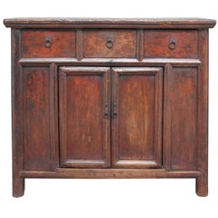 Antique 19th Century Chinese Rustic Elm Dresser