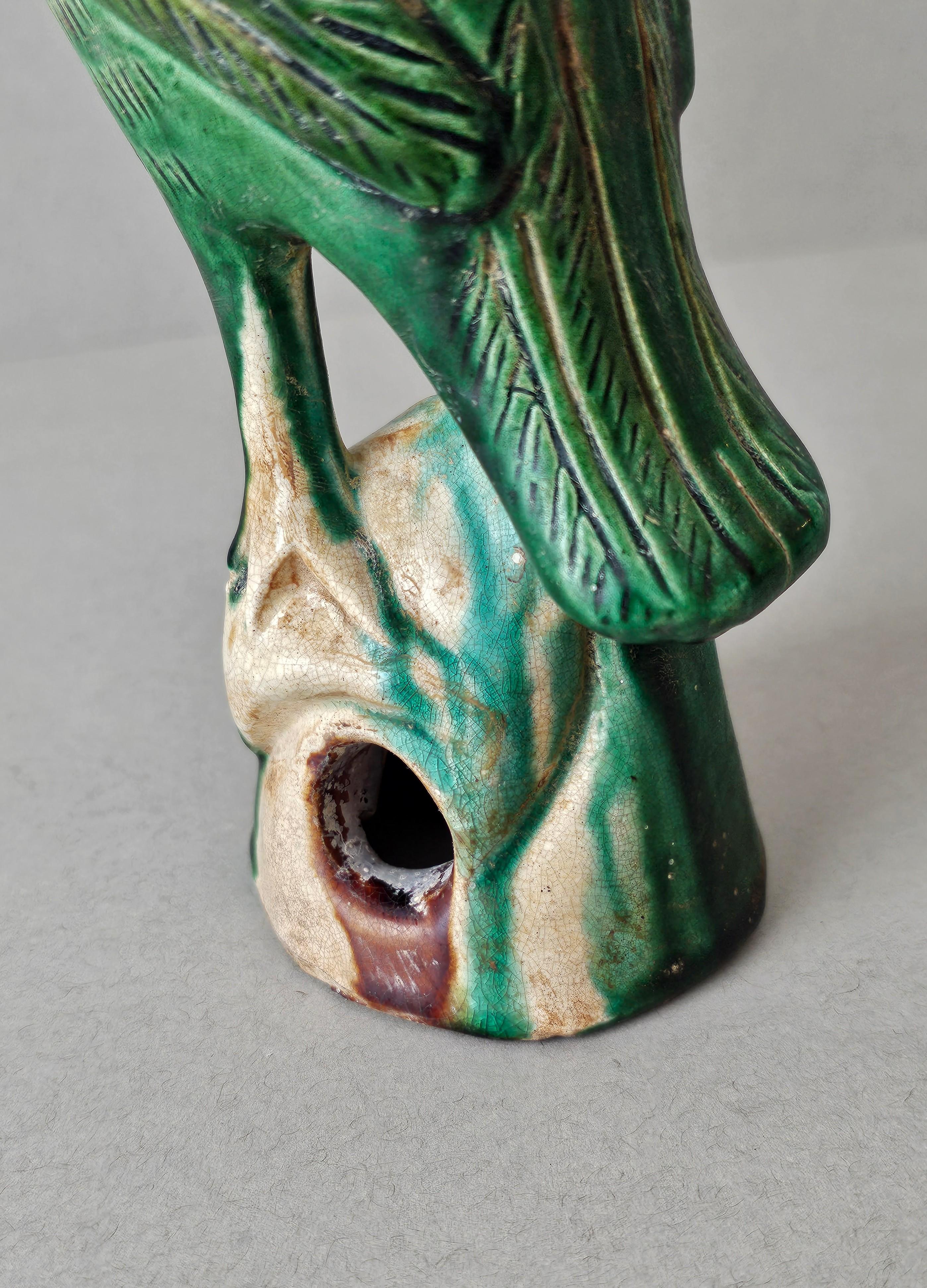 19th Century Chinese Sancai Glazed Pottery Parrot Figure  1