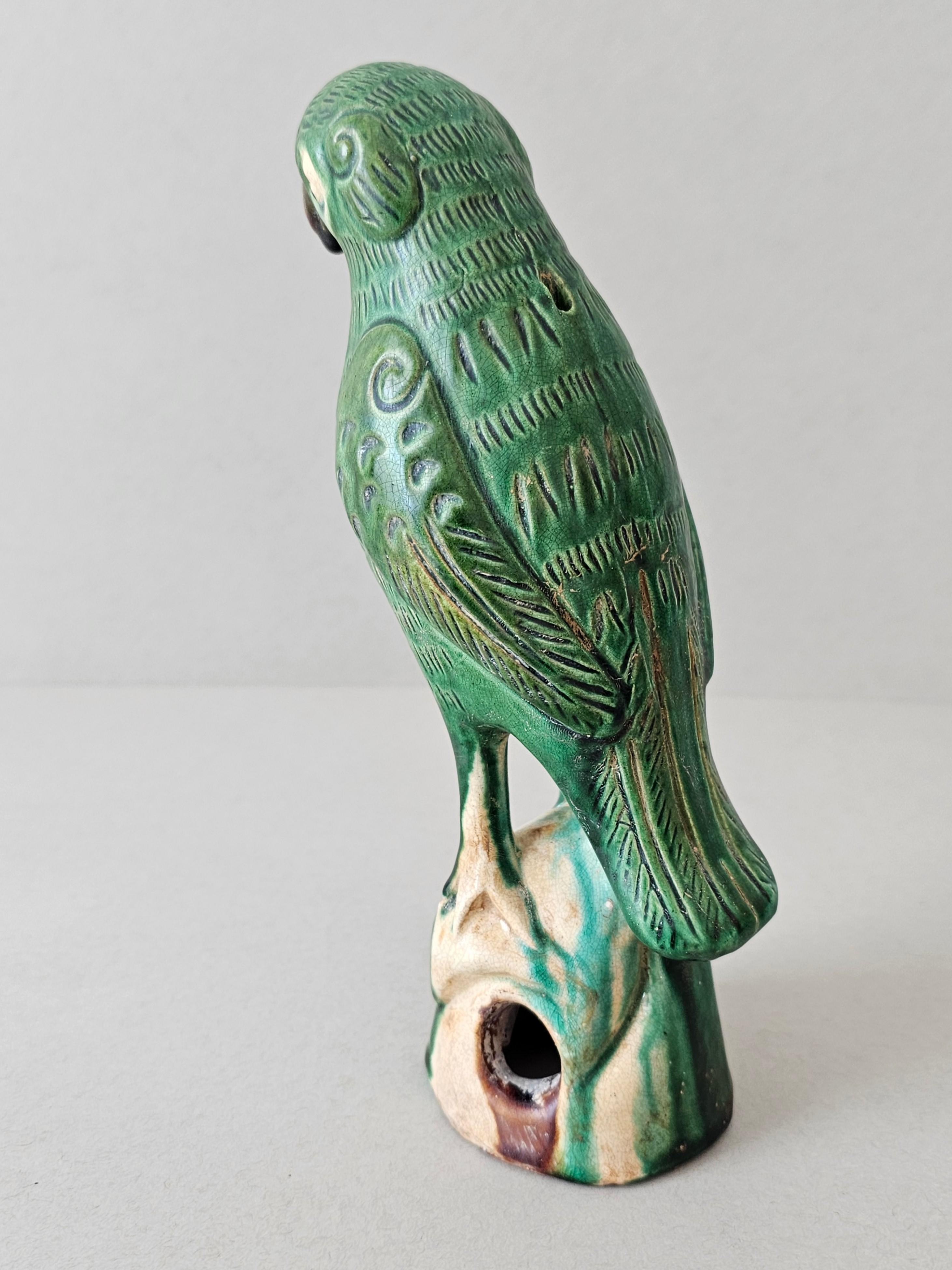 19th Century Chinese Sancai Glazed Pottery Parrot Figure  3