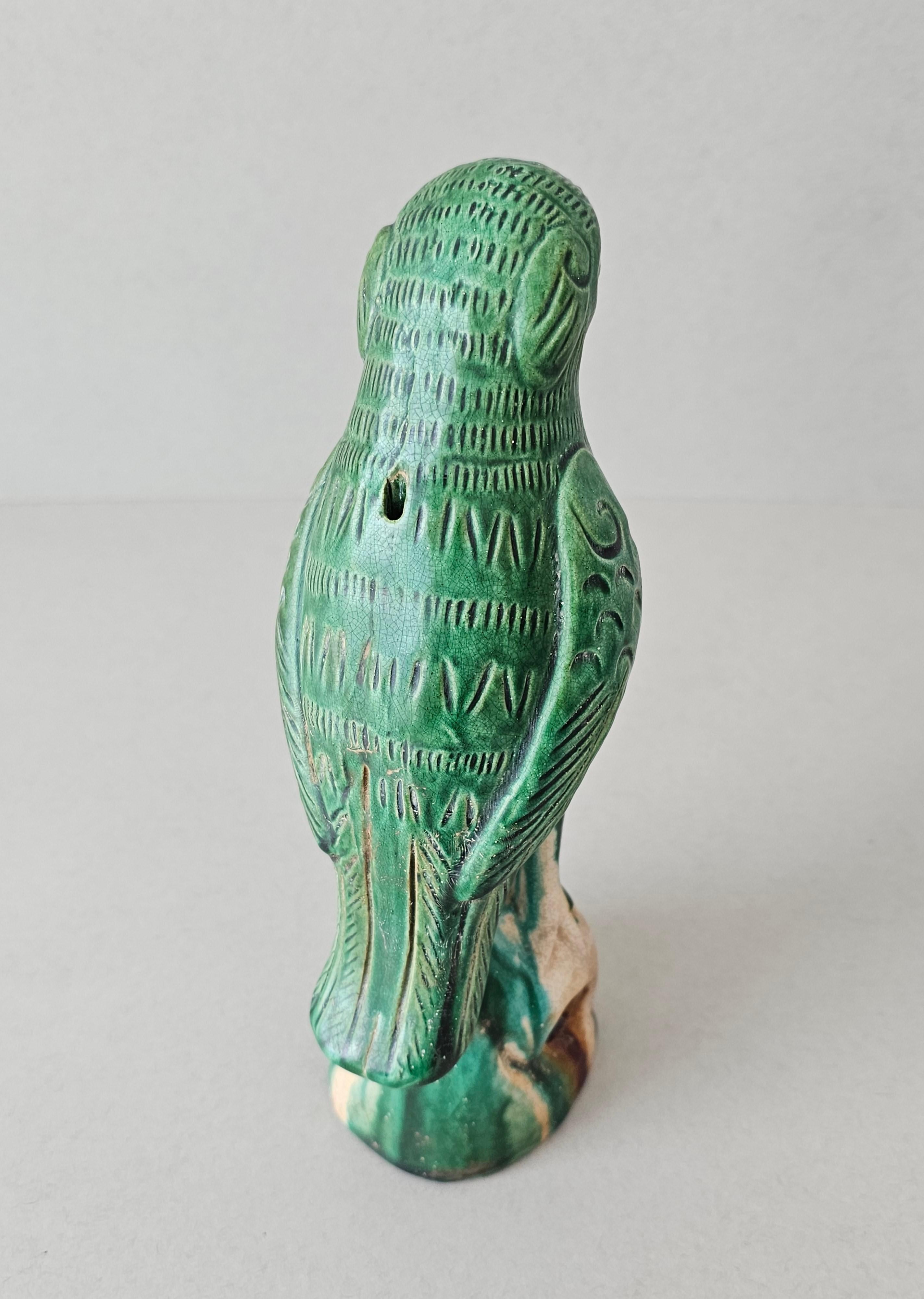 19th Century Chinese Sancai Glazed Pottery Parrot Figure  4