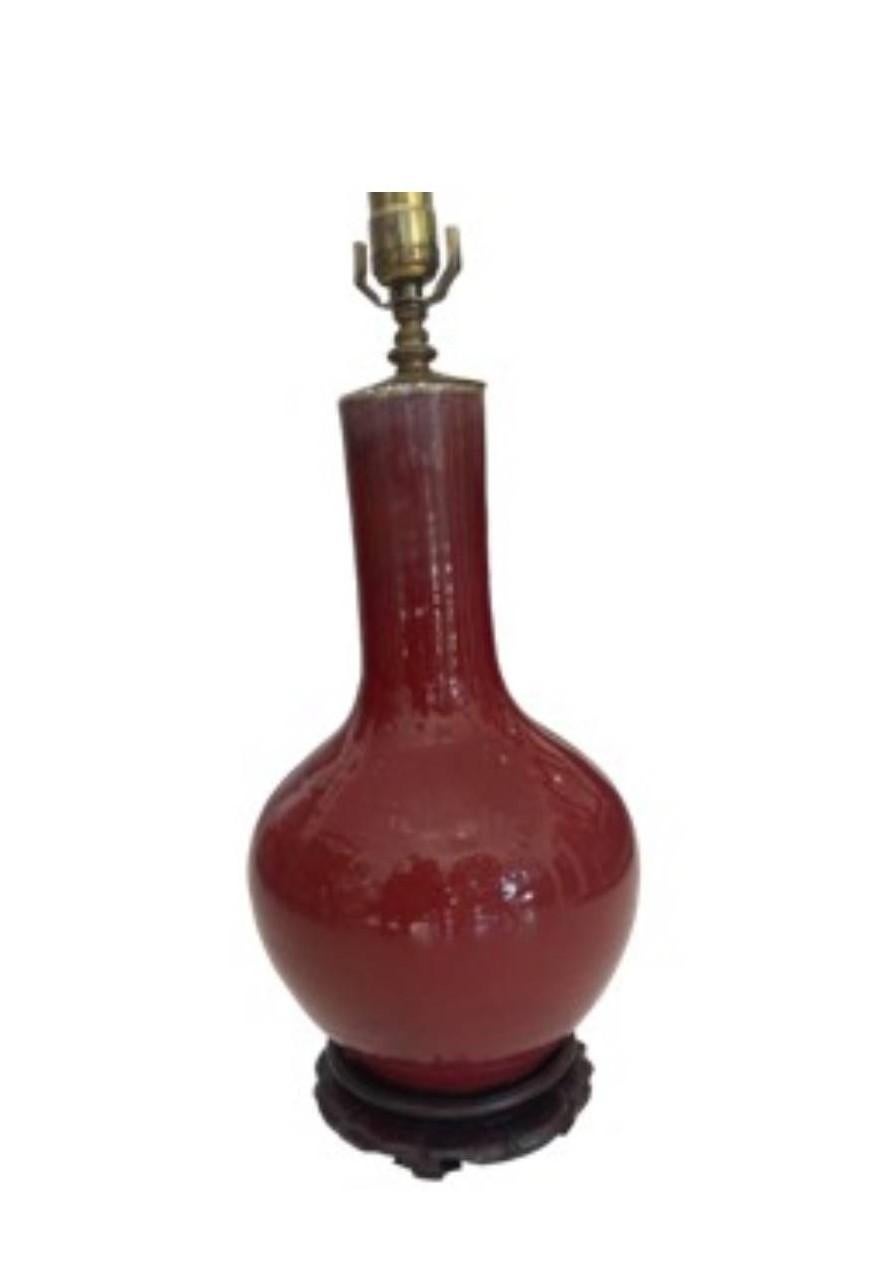 Chinoiserie 19th Century Chinese ‘Sang Bouef’ Table Lamp For Sale