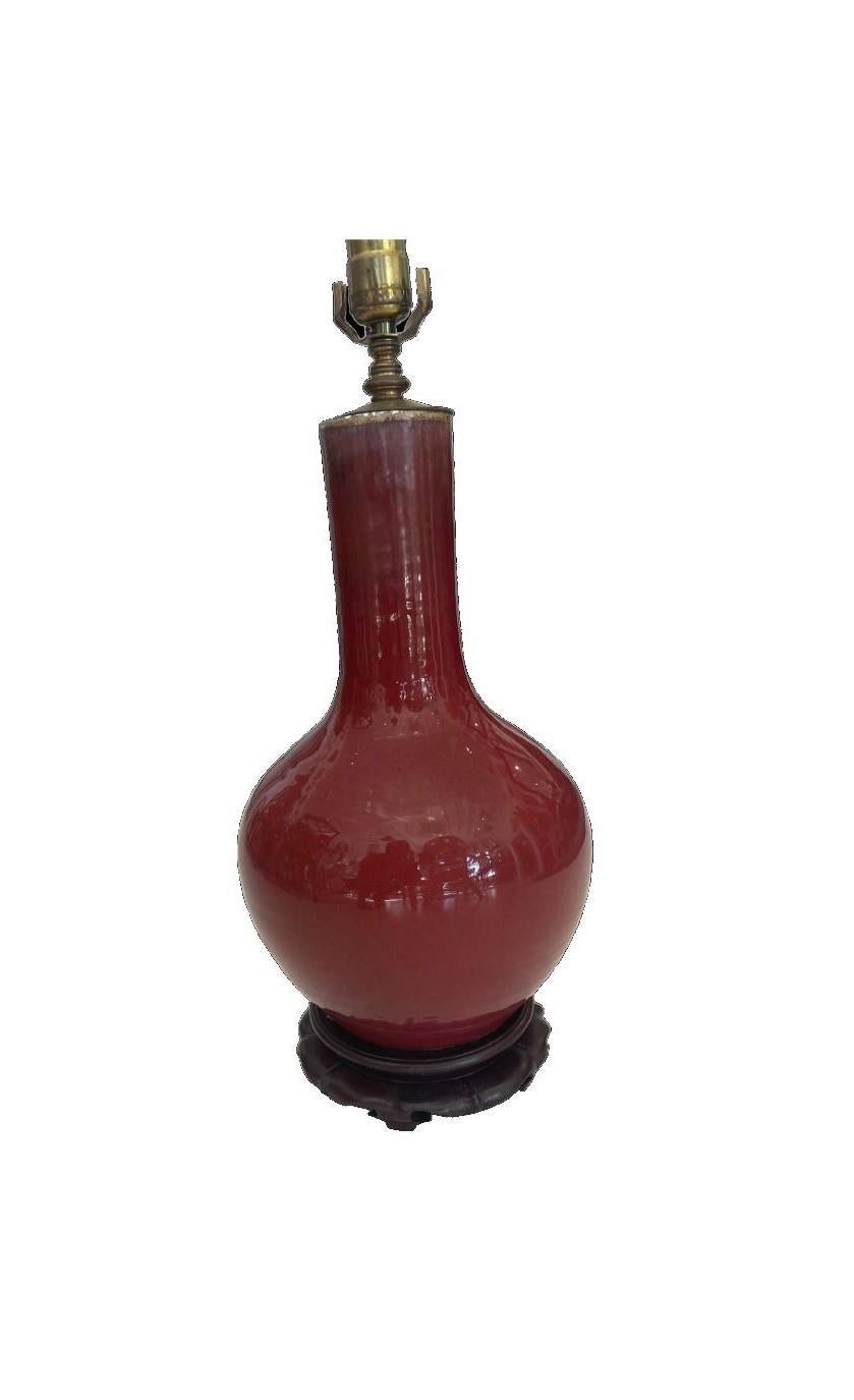 Fired 19th Century Chinese ‘Sang Bouef’ Table Lamp For Sale