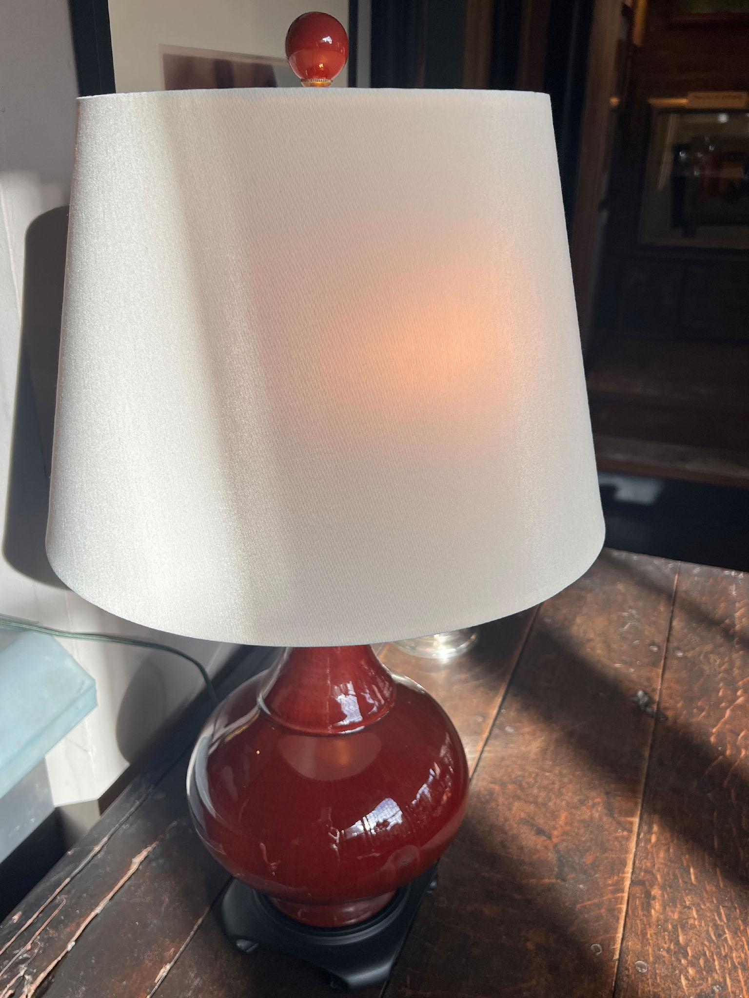 Exportation chinoise Lampe de table chinoise du 19e siècle Sang de Boeuf en vente