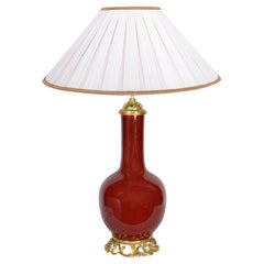 Antique 19th Century Chinese Sang du Bouf vase / lamp