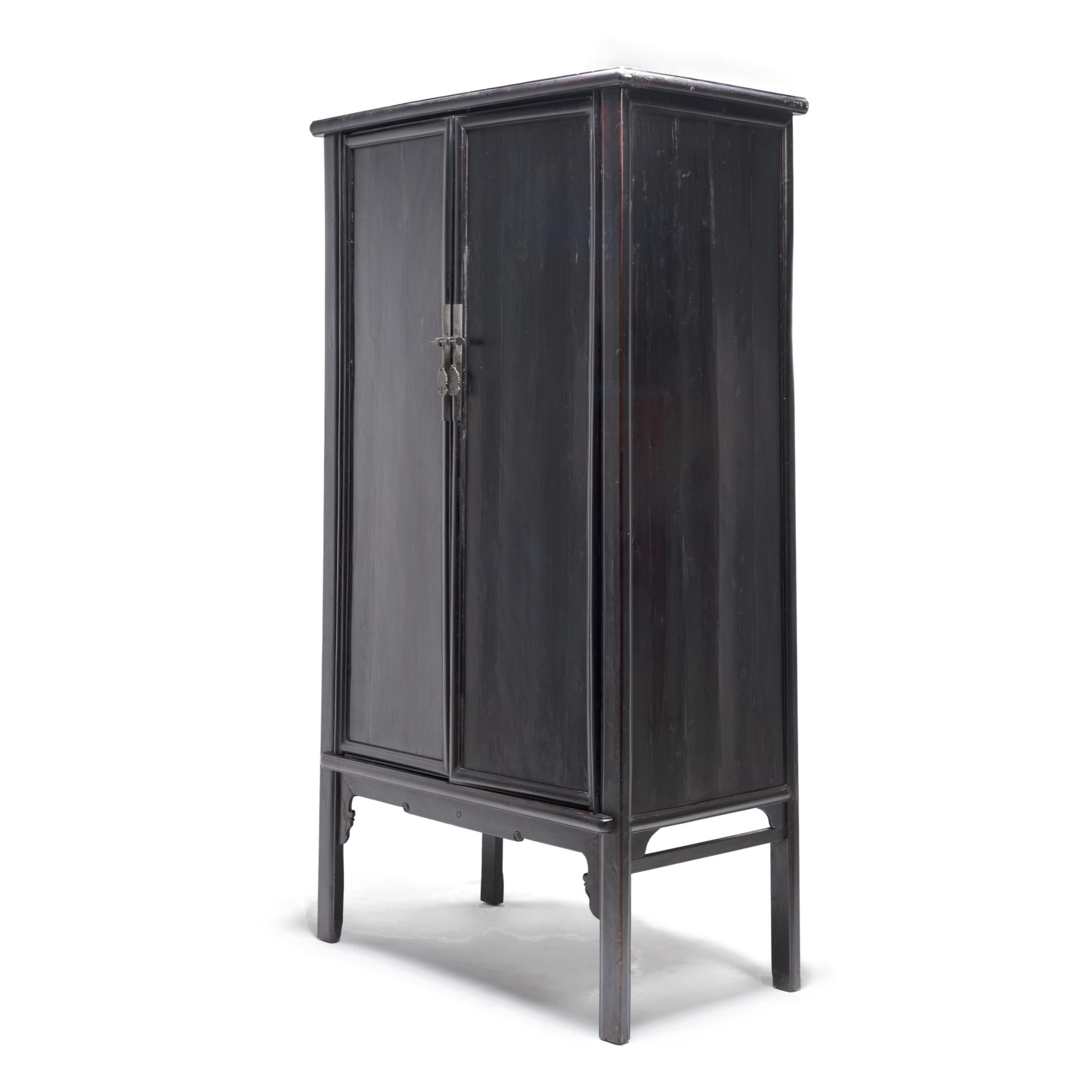 Qing Chinese Black Lacquer Scholar's Cabinet, c. 1850