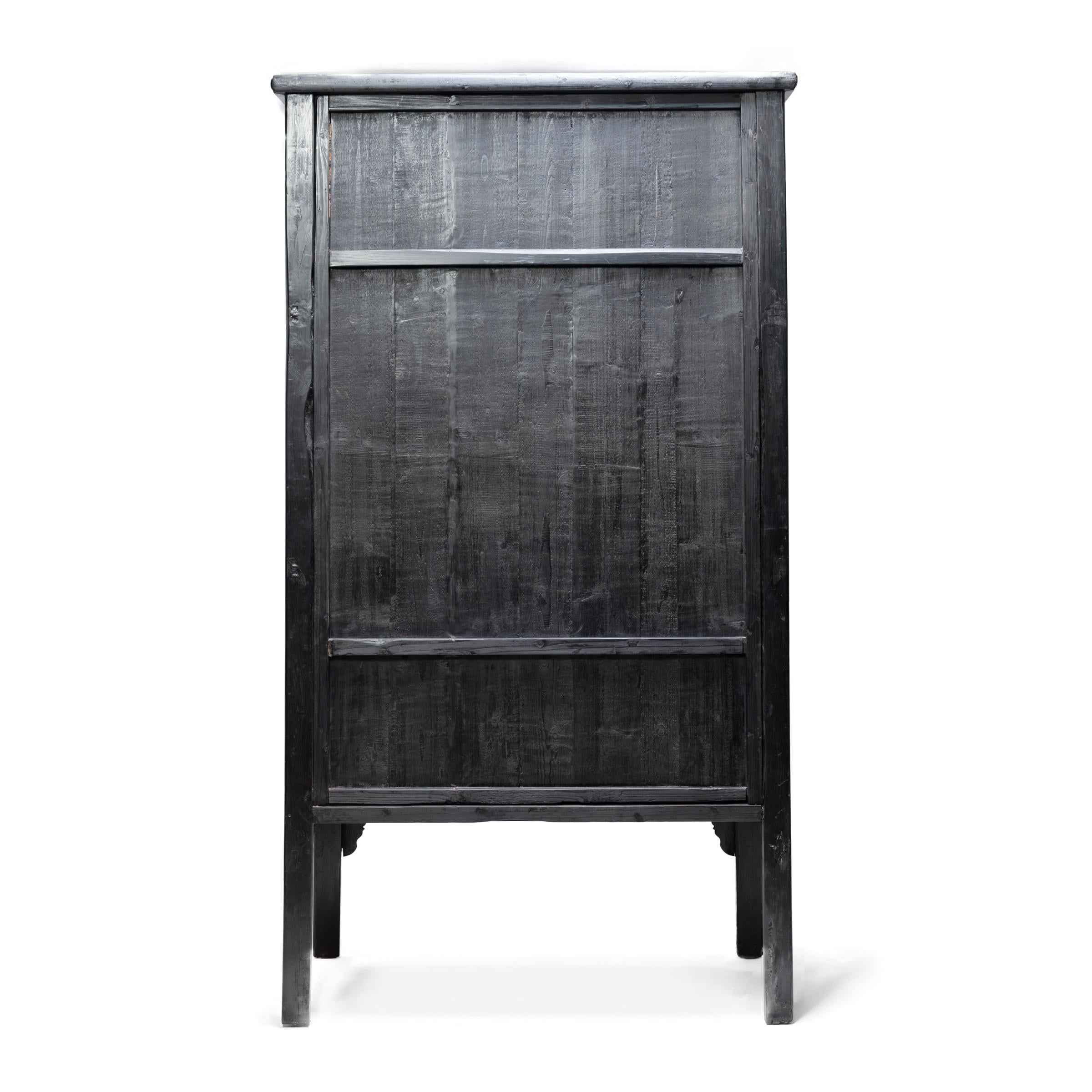 Lacquered Chinese Black Lacquer Scholar's Cabinet, c. 1850