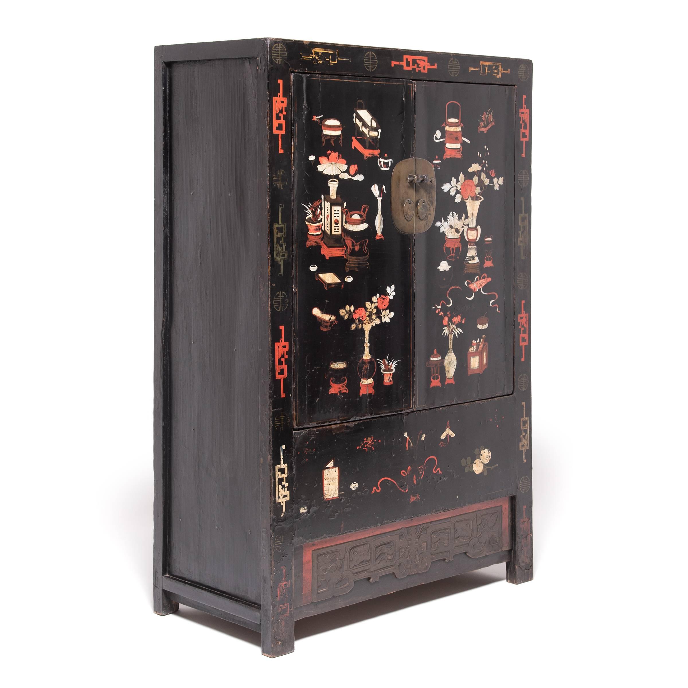19th Century Chinese Painted Scholars' Cabinet, c. 1850