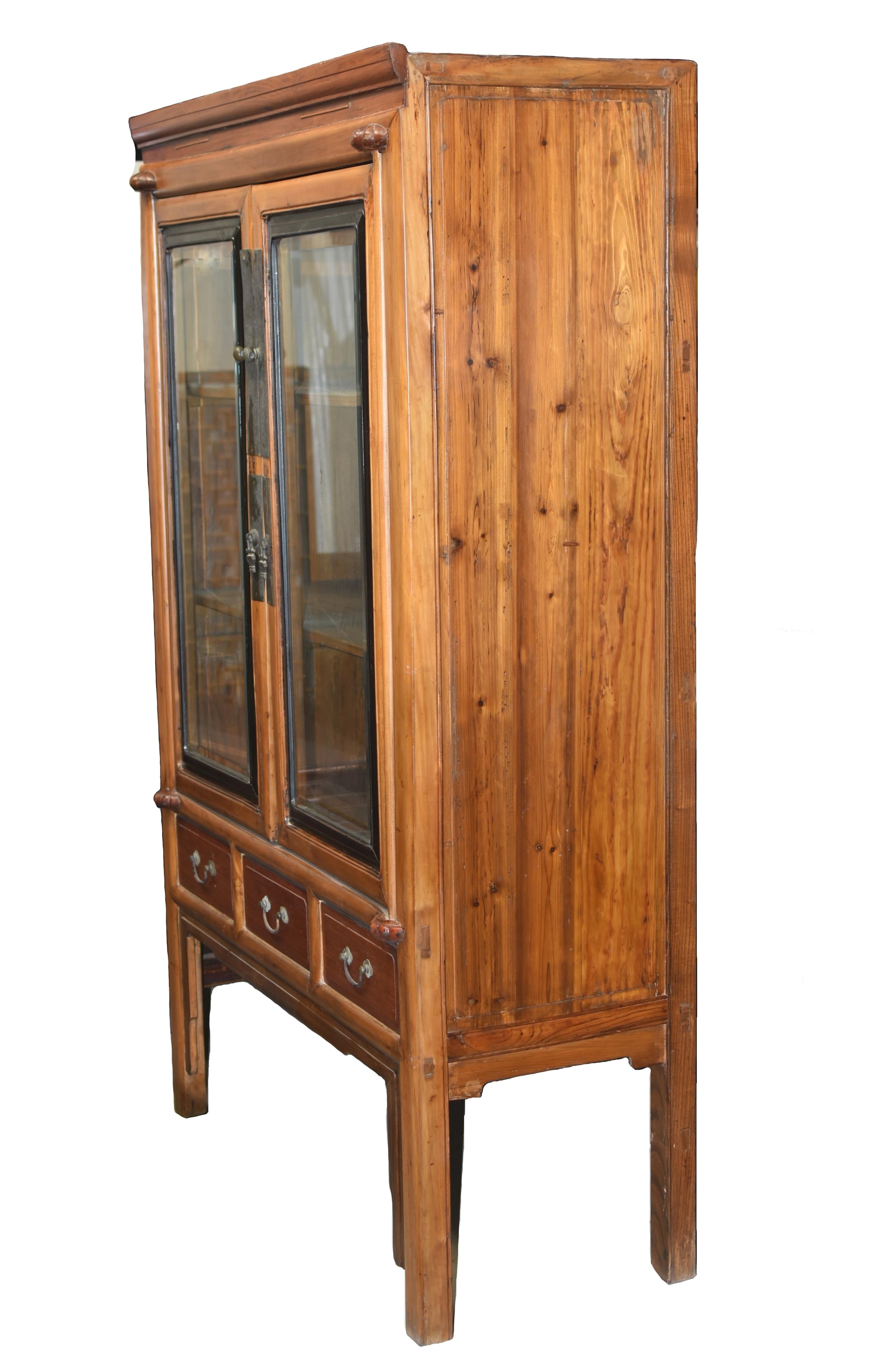 Joinery 19th Century Chinese Scholar's Cabinet Glass Curio For Sale