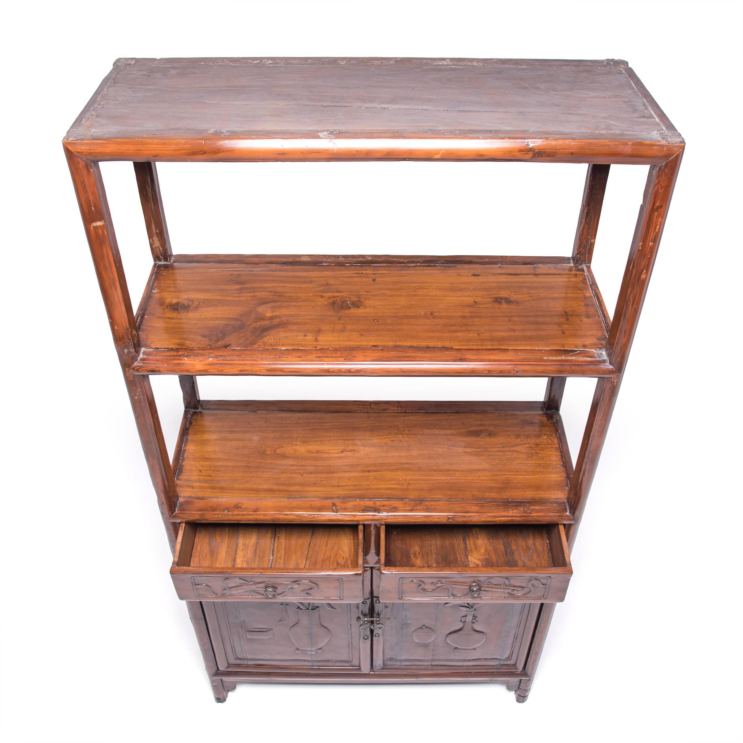 Elm Chinese Scholars' Display Shelf, c. 1850 For Sale