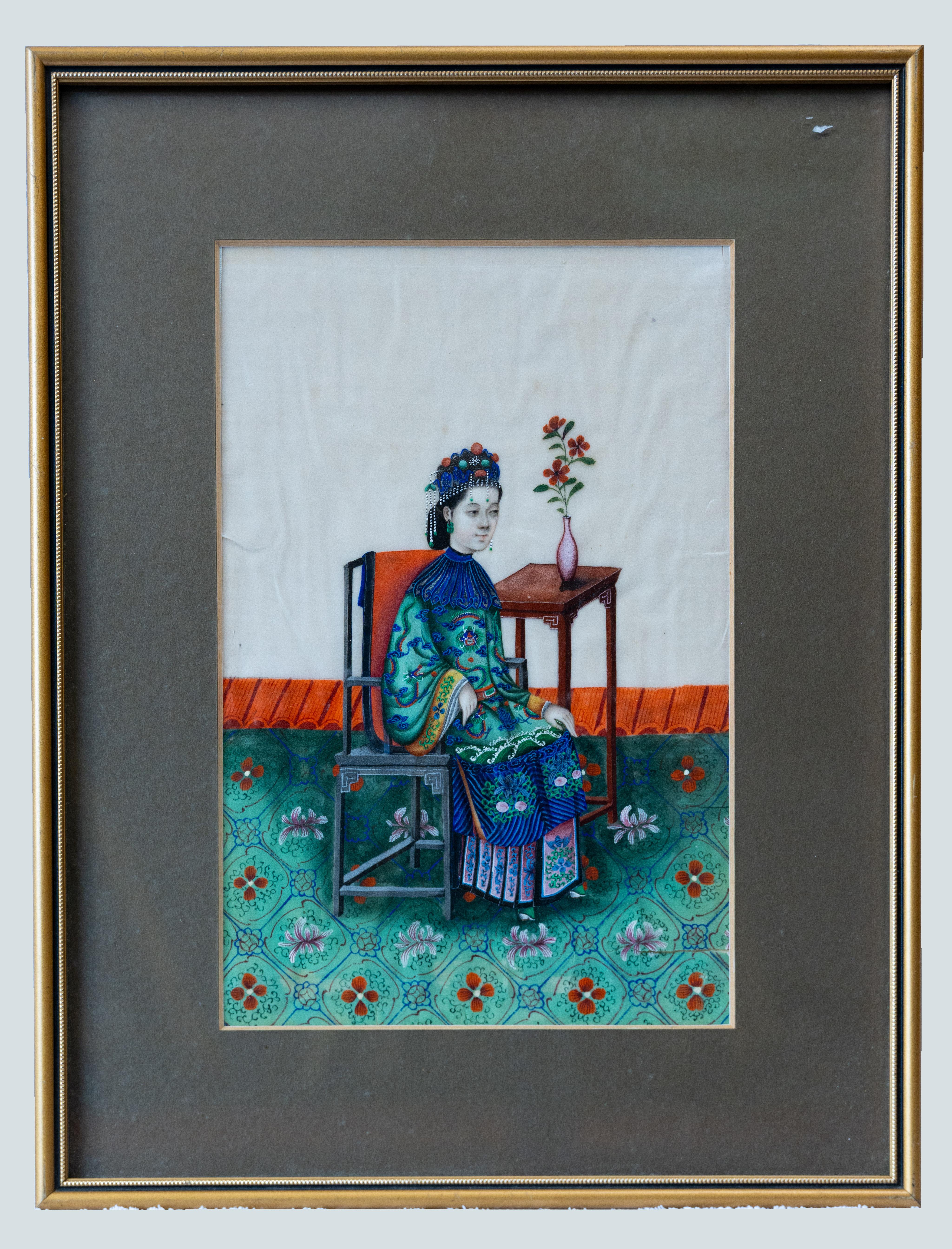 19th Century Chinese school Figurative Painting – Chinesische Kurtisane