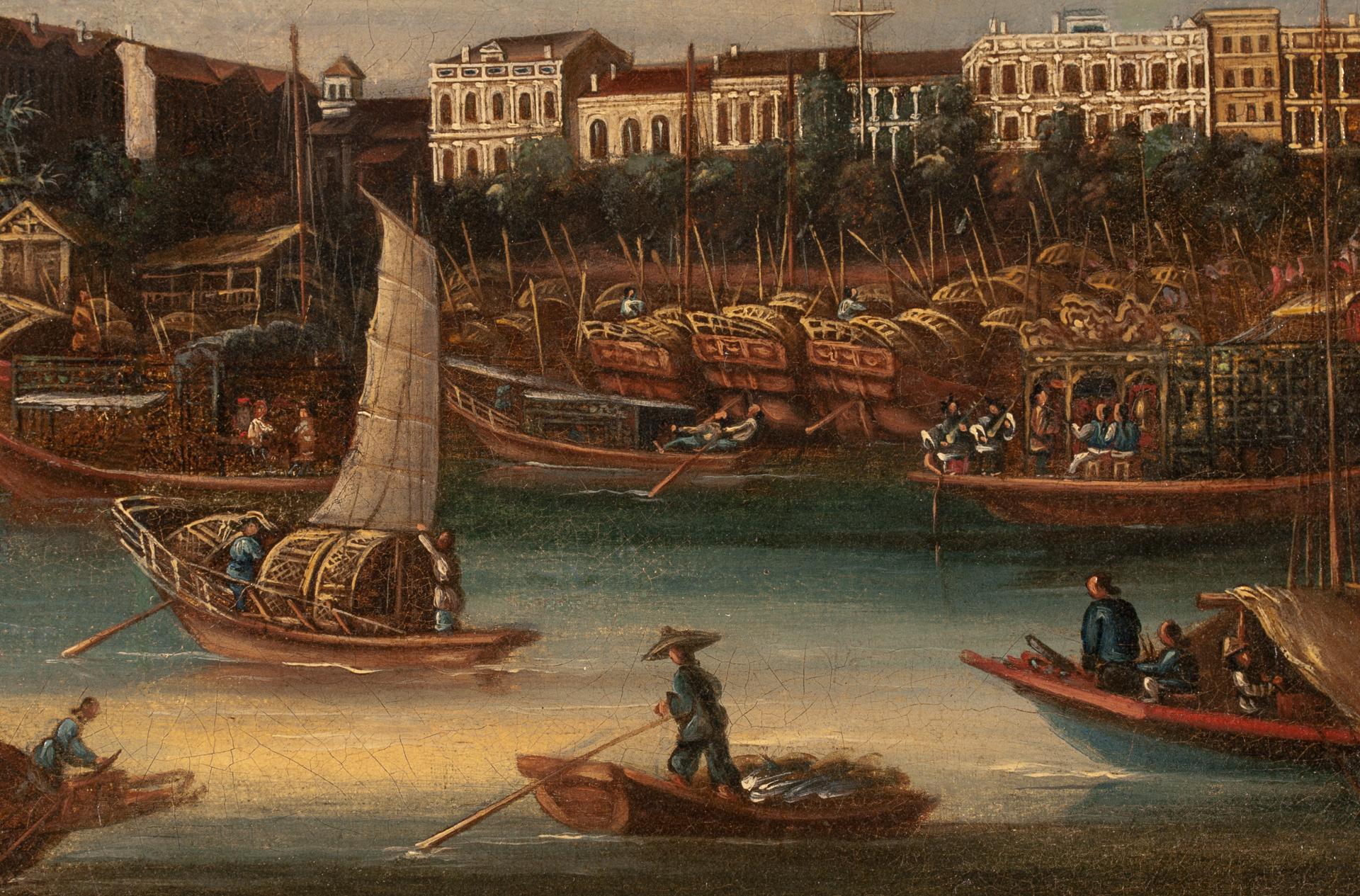 Sought by collectors worldwide, art and artifacts showing an early western presence in the Orient boomed with the opening of the China Trade by way of the sailing ship. The surviving paintings which capture the important Chinese harbors of the 18th