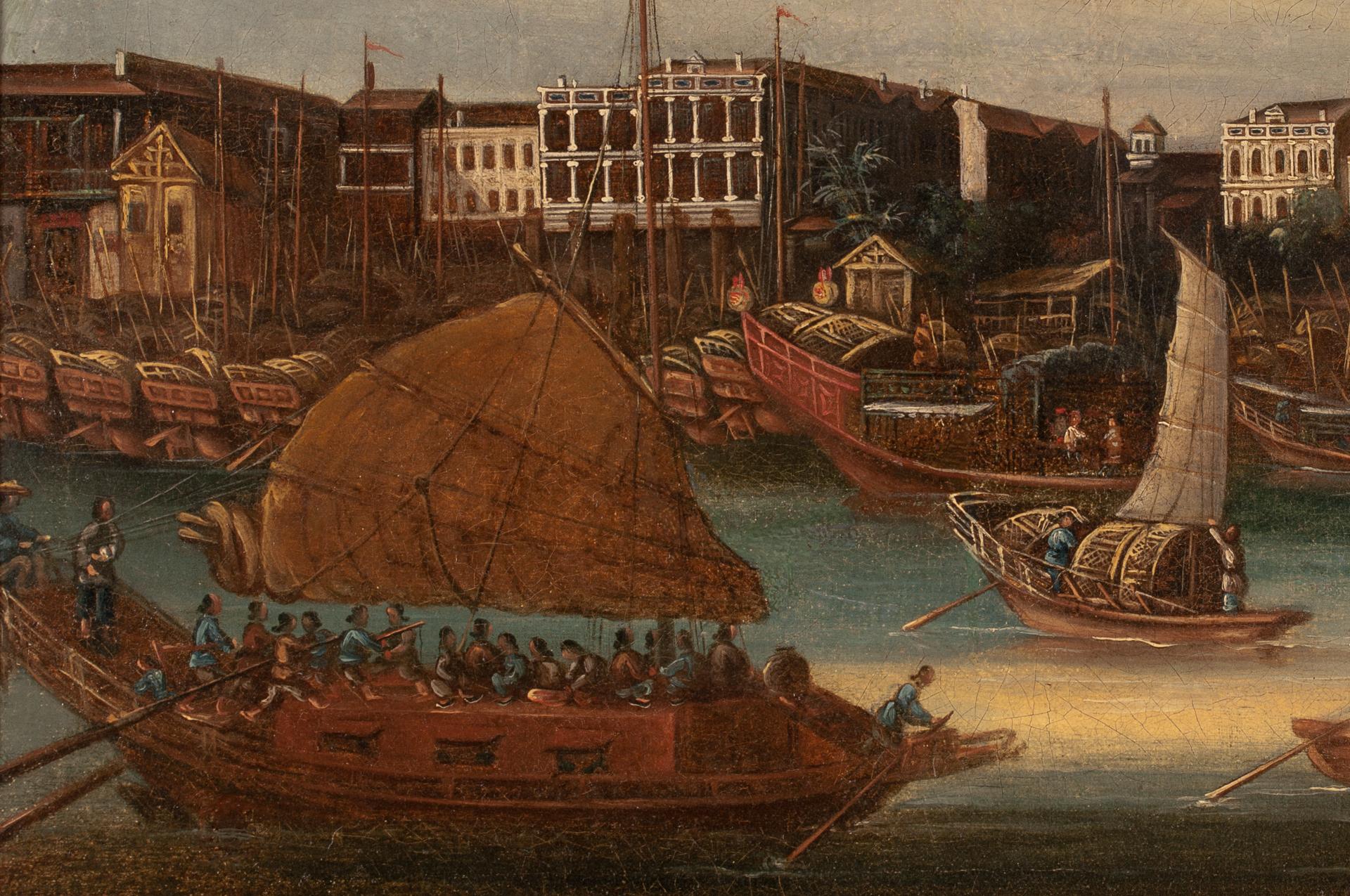 Sought by collectors worldwide, art and artifacts showing an early western presence in the Orient boomed with the opening of the China Trade by way of the sailing ship. The surviving paintings which capture the important Chinese harbors of the 18th