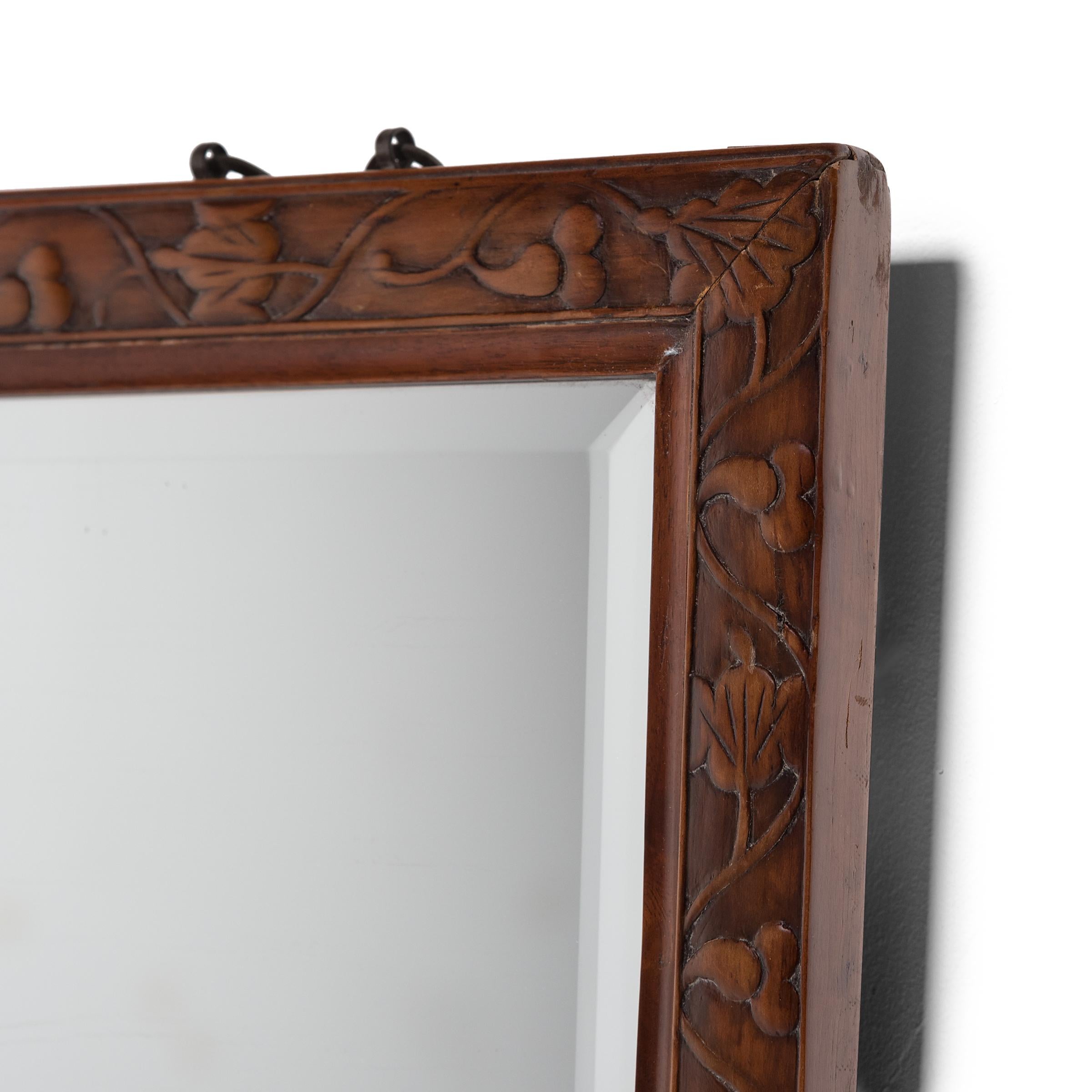 Qing Chinese Scrolling Vines Mirror, c. 1850 For Sale