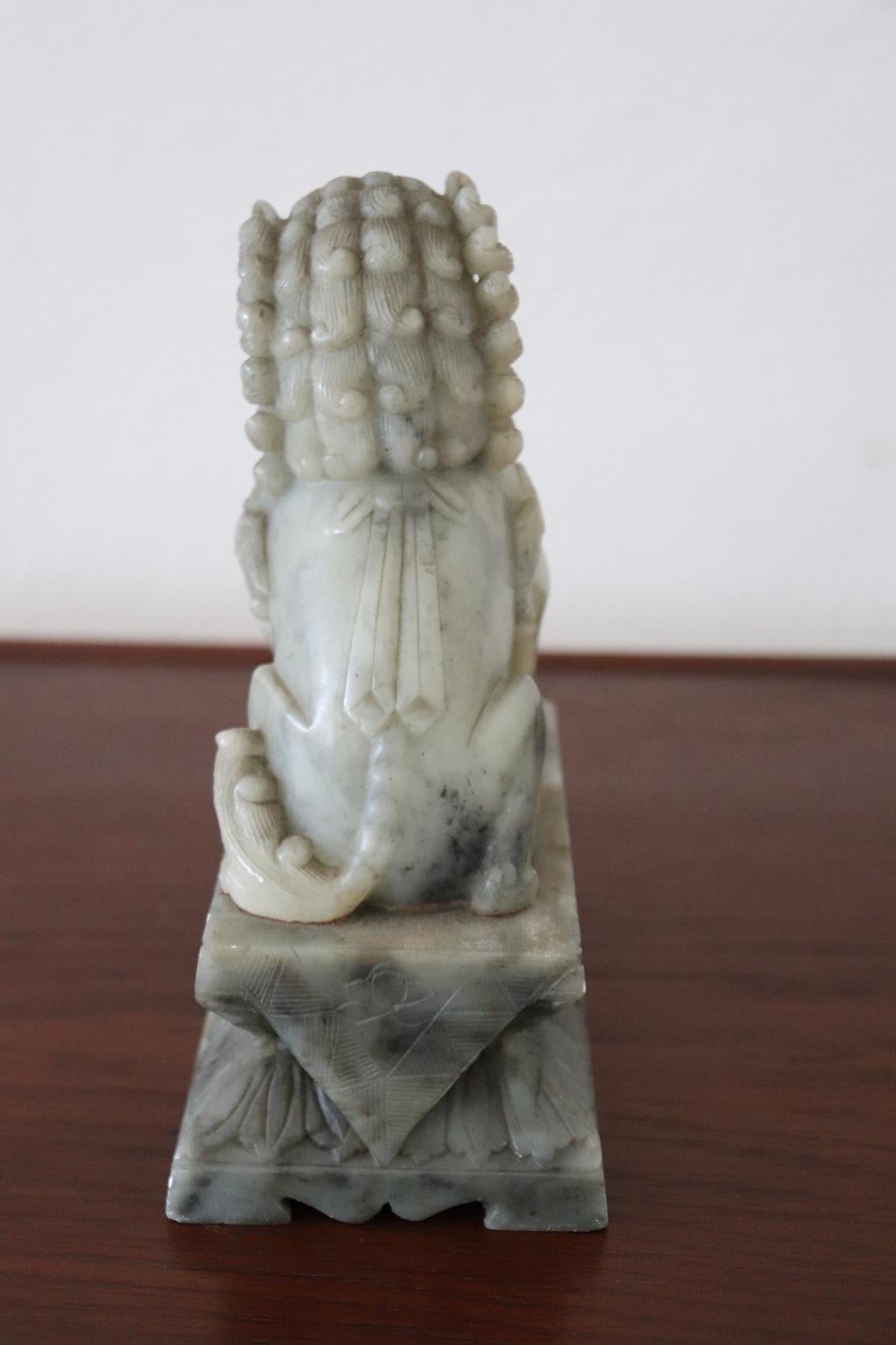 Late 19th Century 19th Century Chinese Sculpture Lion in Carved Jade