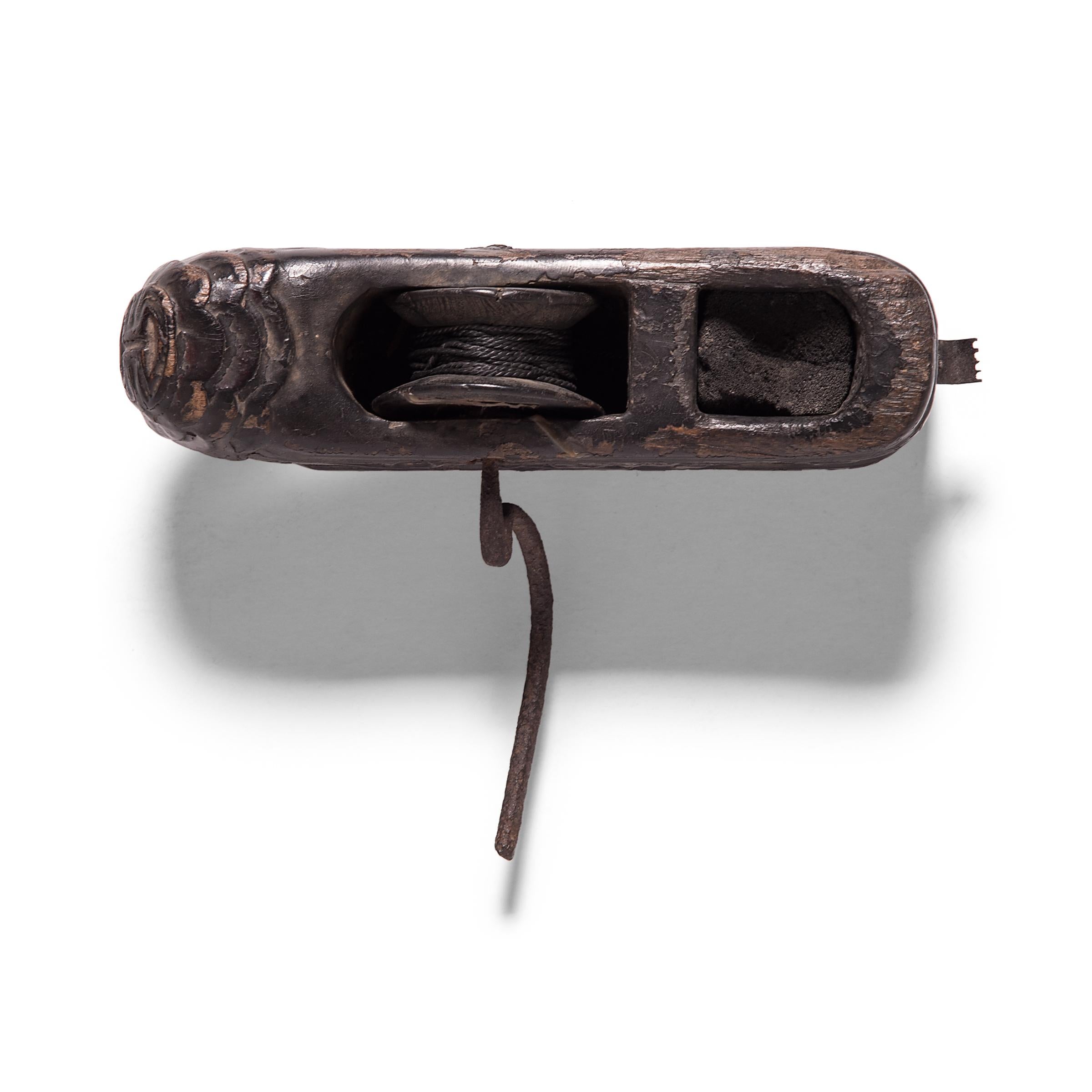 Lacquered Chinese Shou Shoe Carpenter Line, c. 1850 For Sale