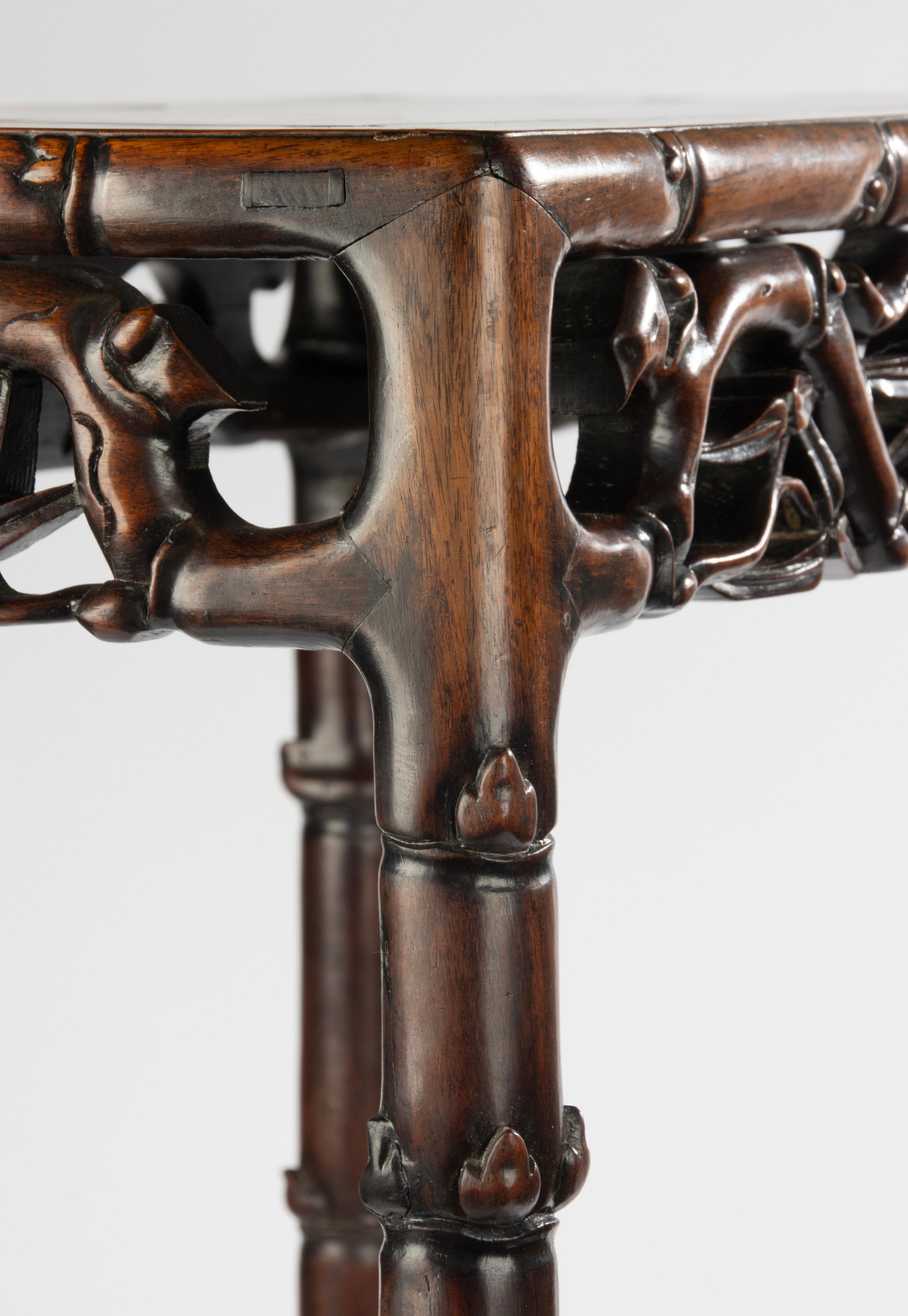 19th Century Chinese Side Table - Carved Hongmu For Sale 8