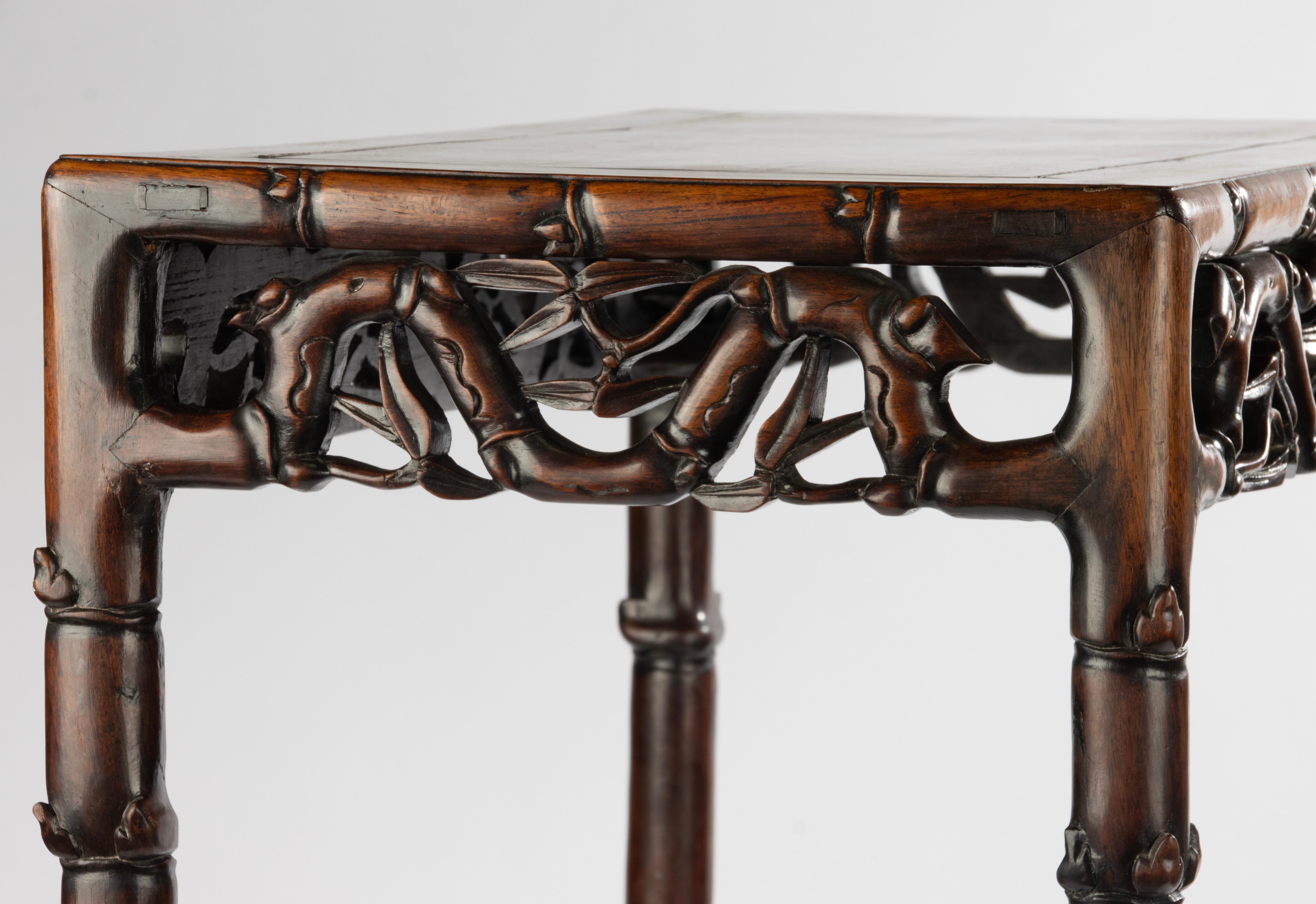 19th Century Chinese Side Table - Carved Hongmu For Sale 11