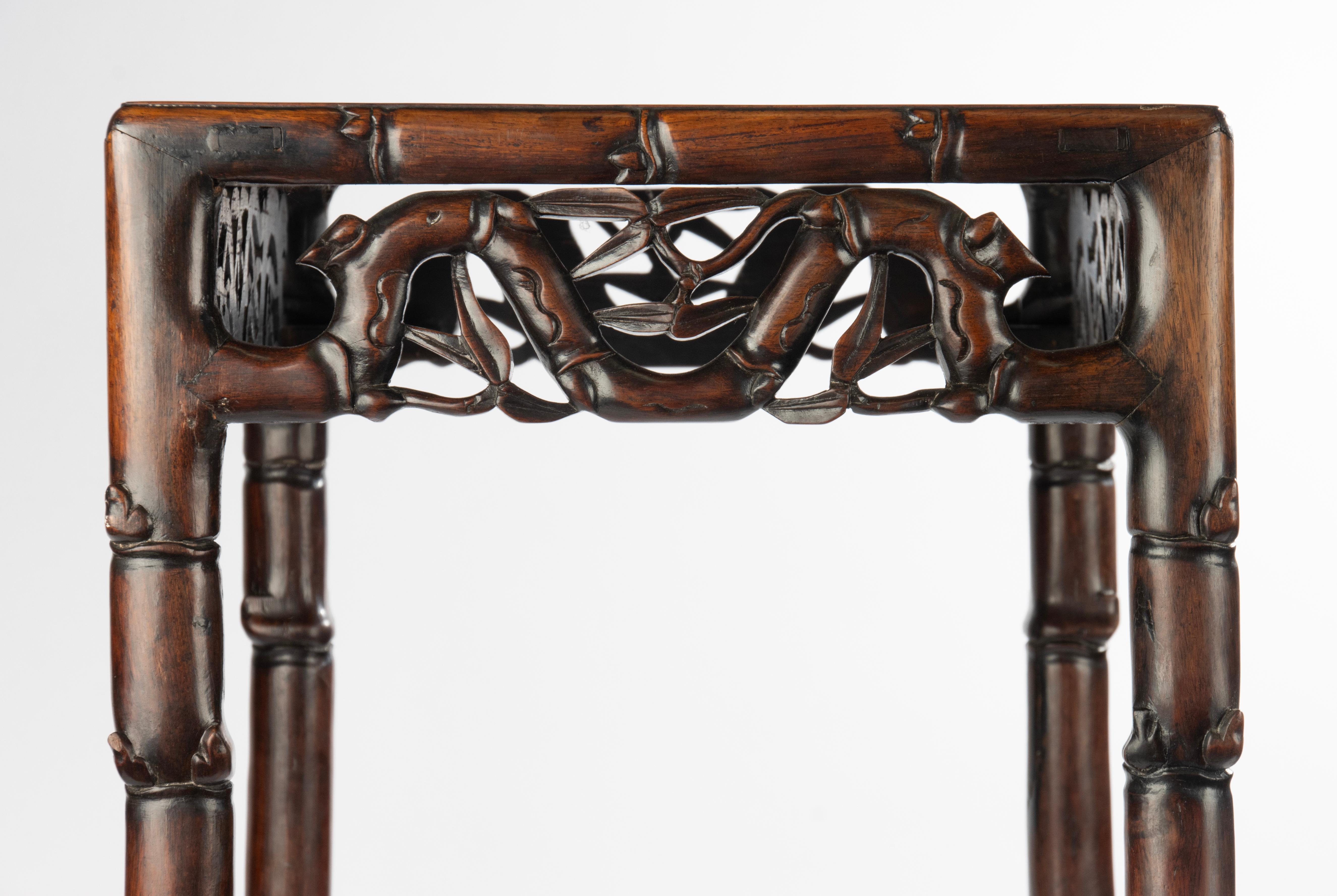 19th Century Chinese Side Table - Carved Hongmu For Sale 12