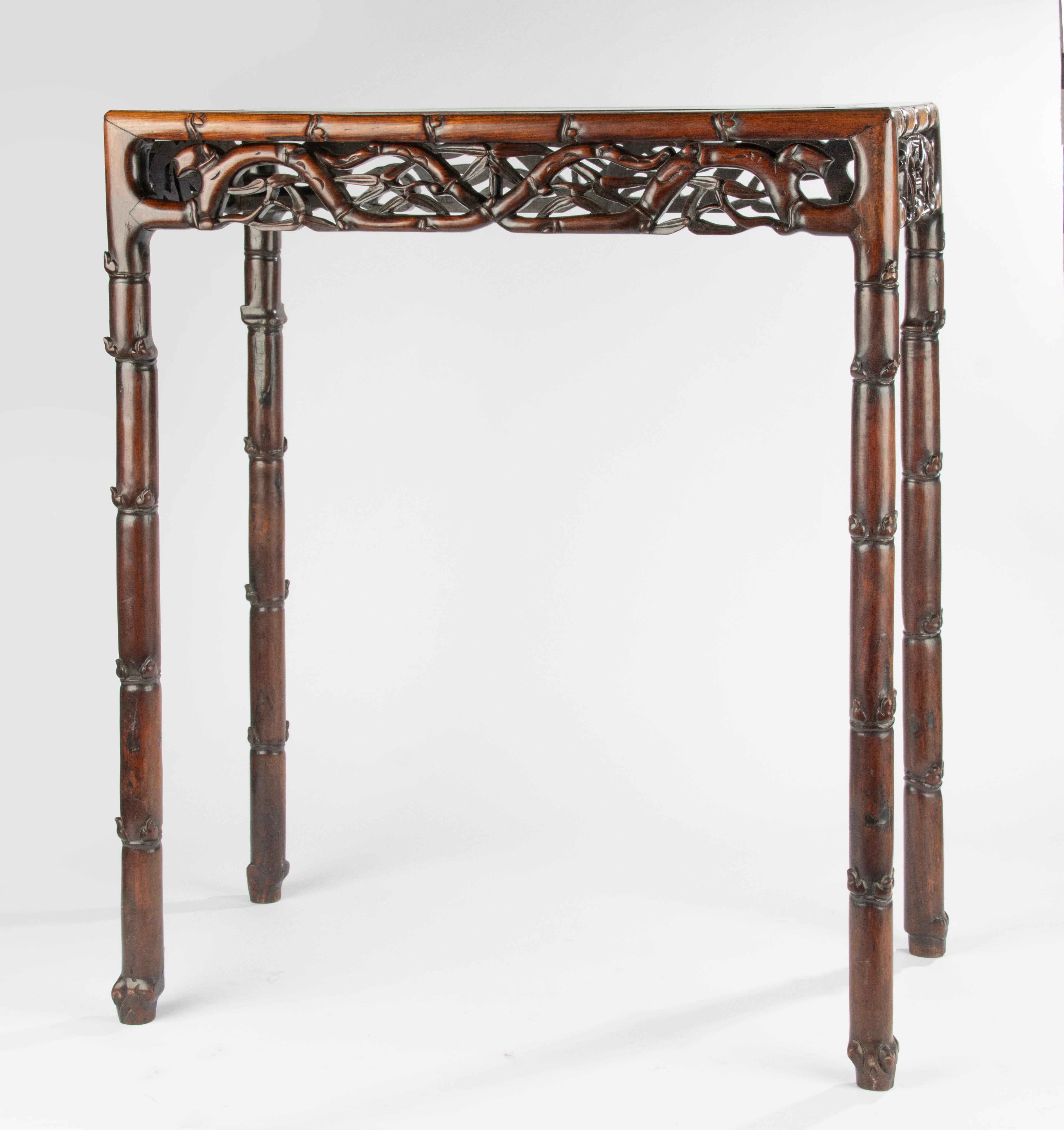 Late 19th Century 19th Century Chinese Side Table - Carved Hongmu For Sale