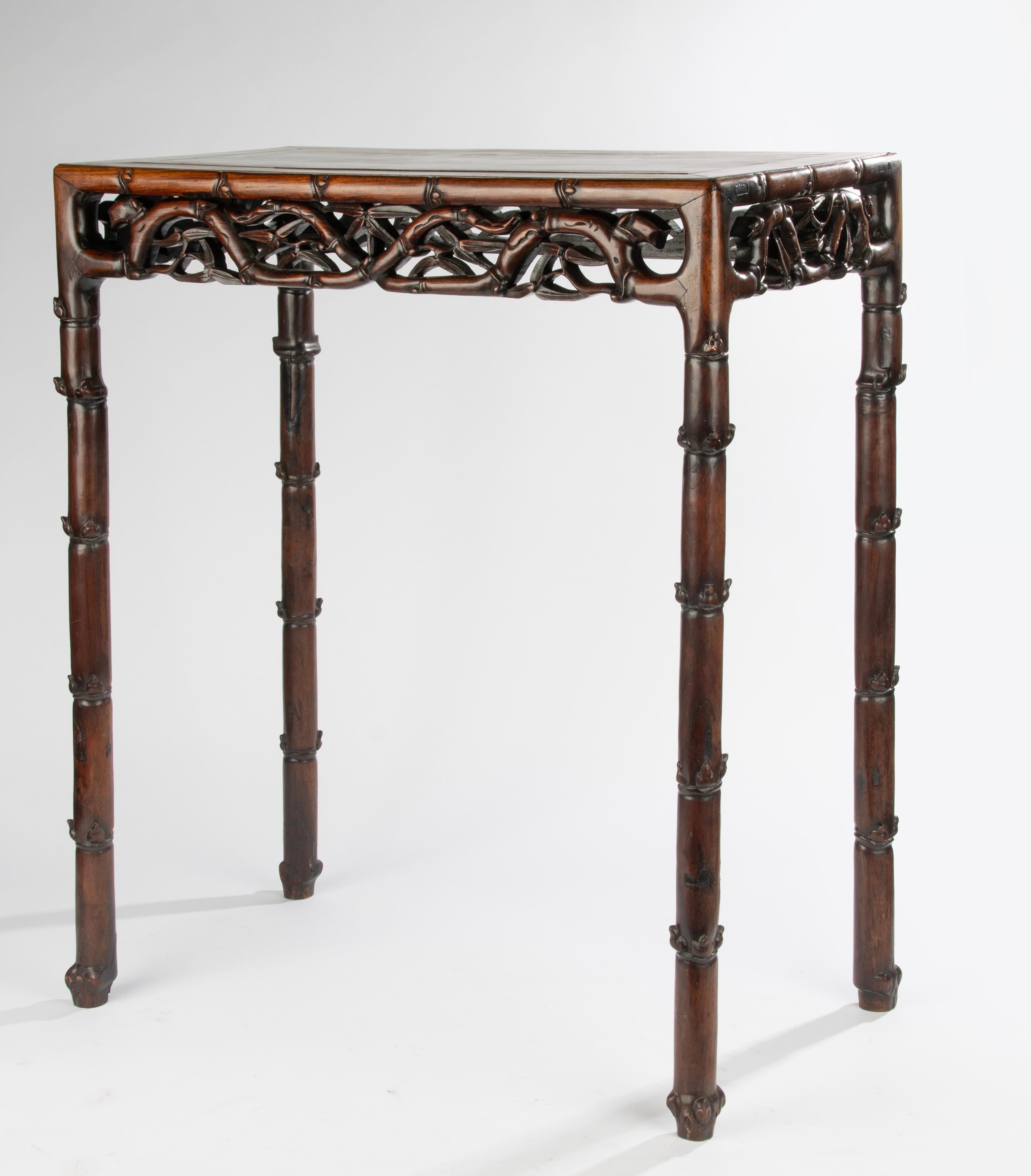 19th Century Chinese Side Table - Carved Hongmu For Sale 1